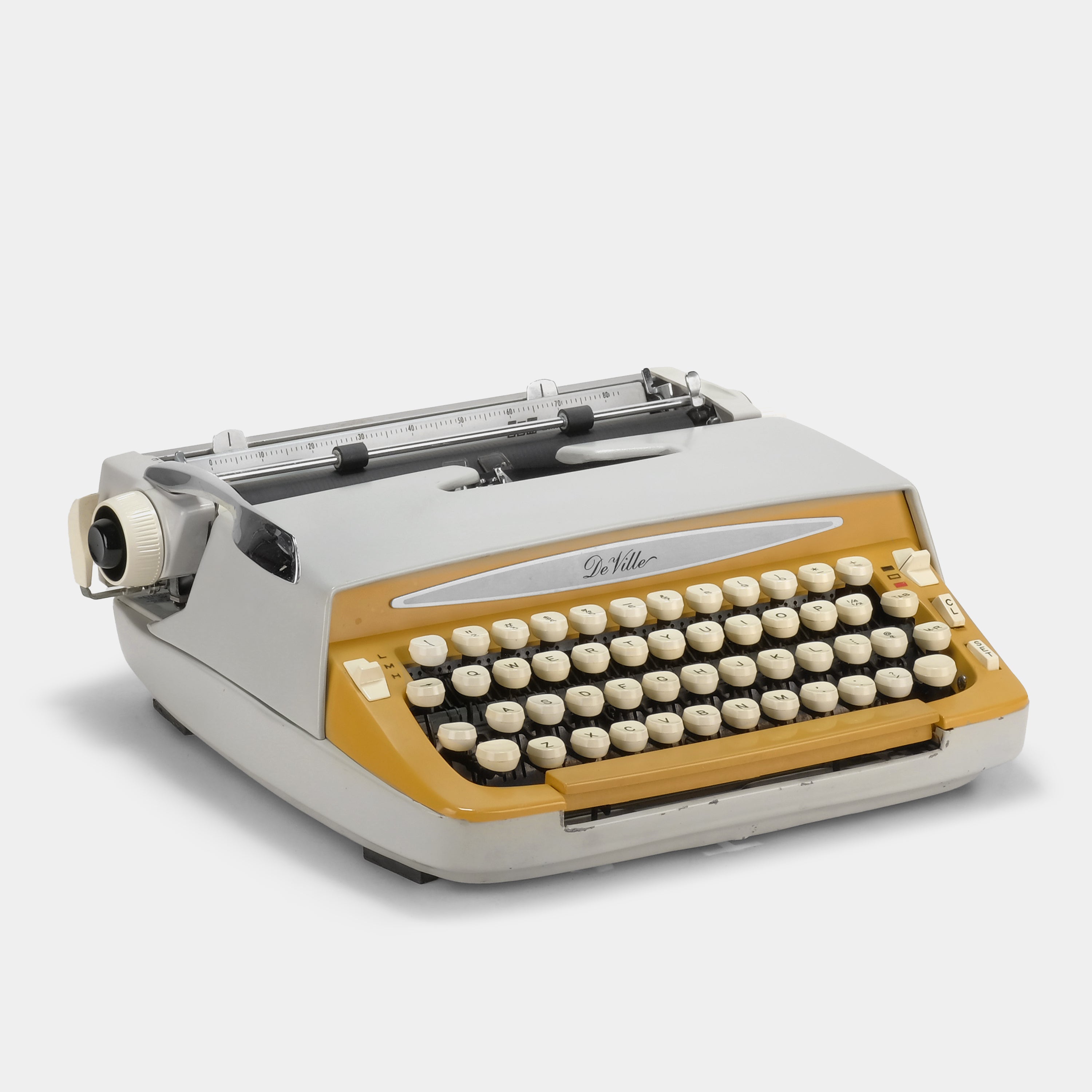 Smith-Corona DeVille Grey and Yellow Manual Typewriter and Case