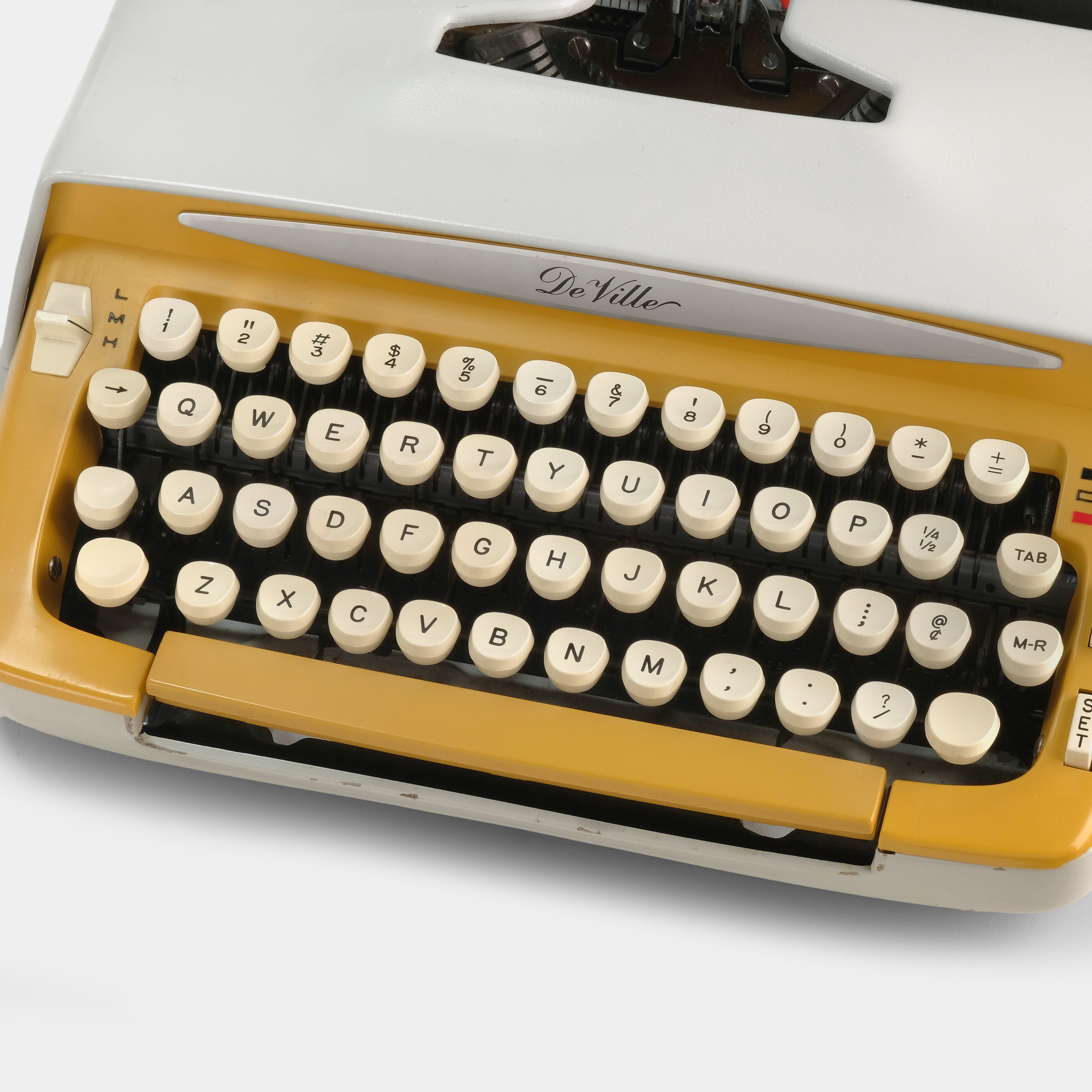 Smith-Corona DeVille Grey and Yellow Manual Typewriter and Case