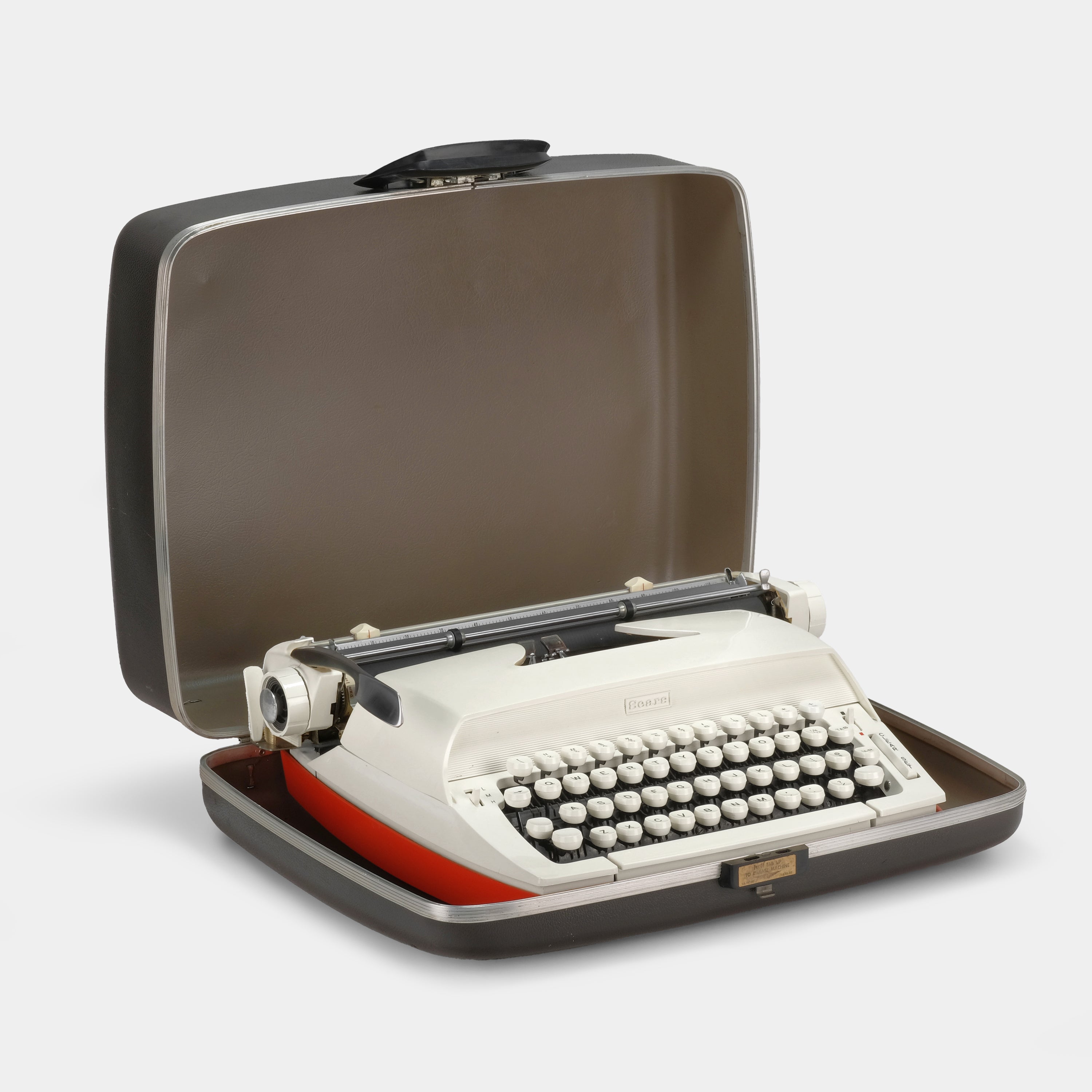 Sears Constellation II Ivory and Red Manual Typewriter and Case