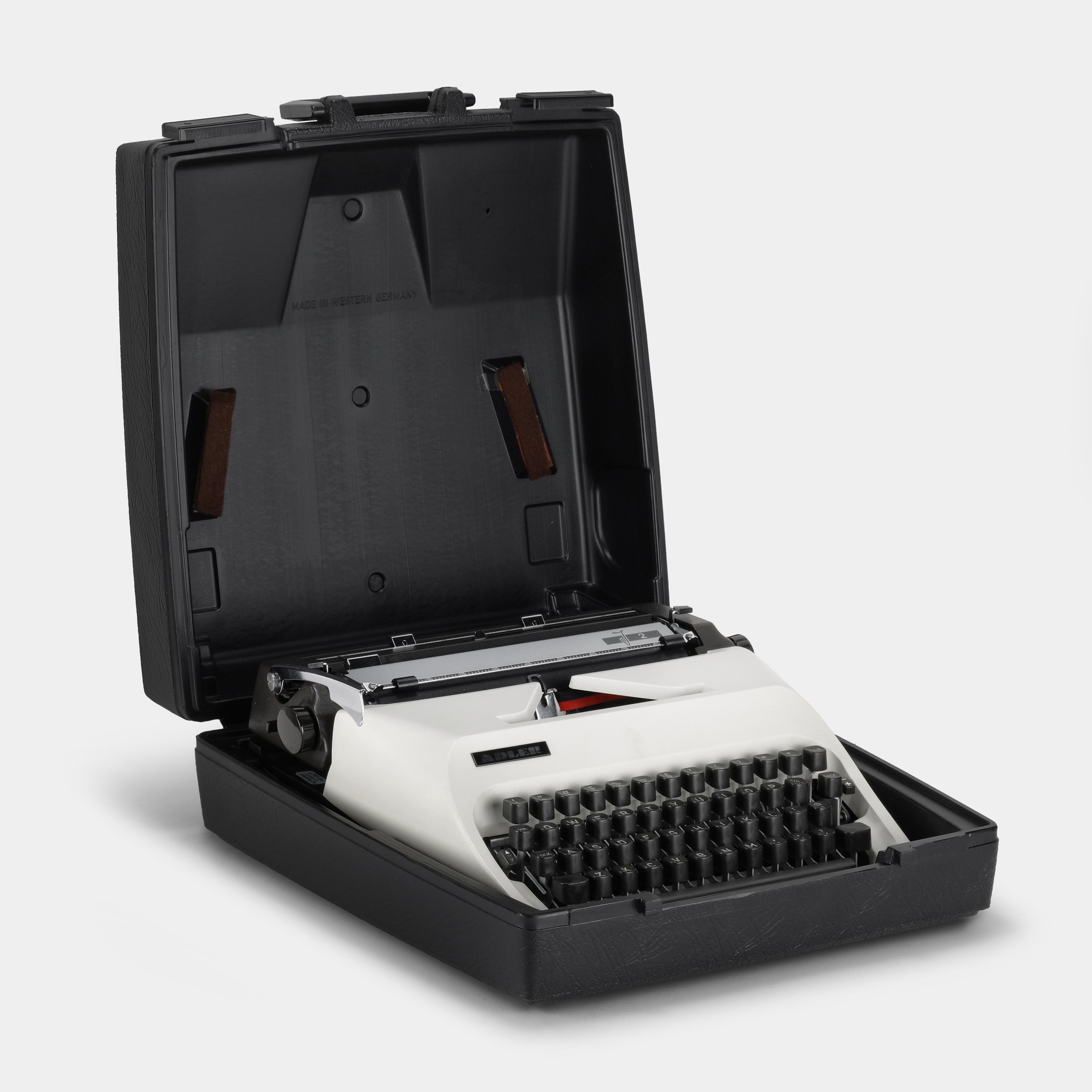 Adler J2 White Manual Typewriter and Case