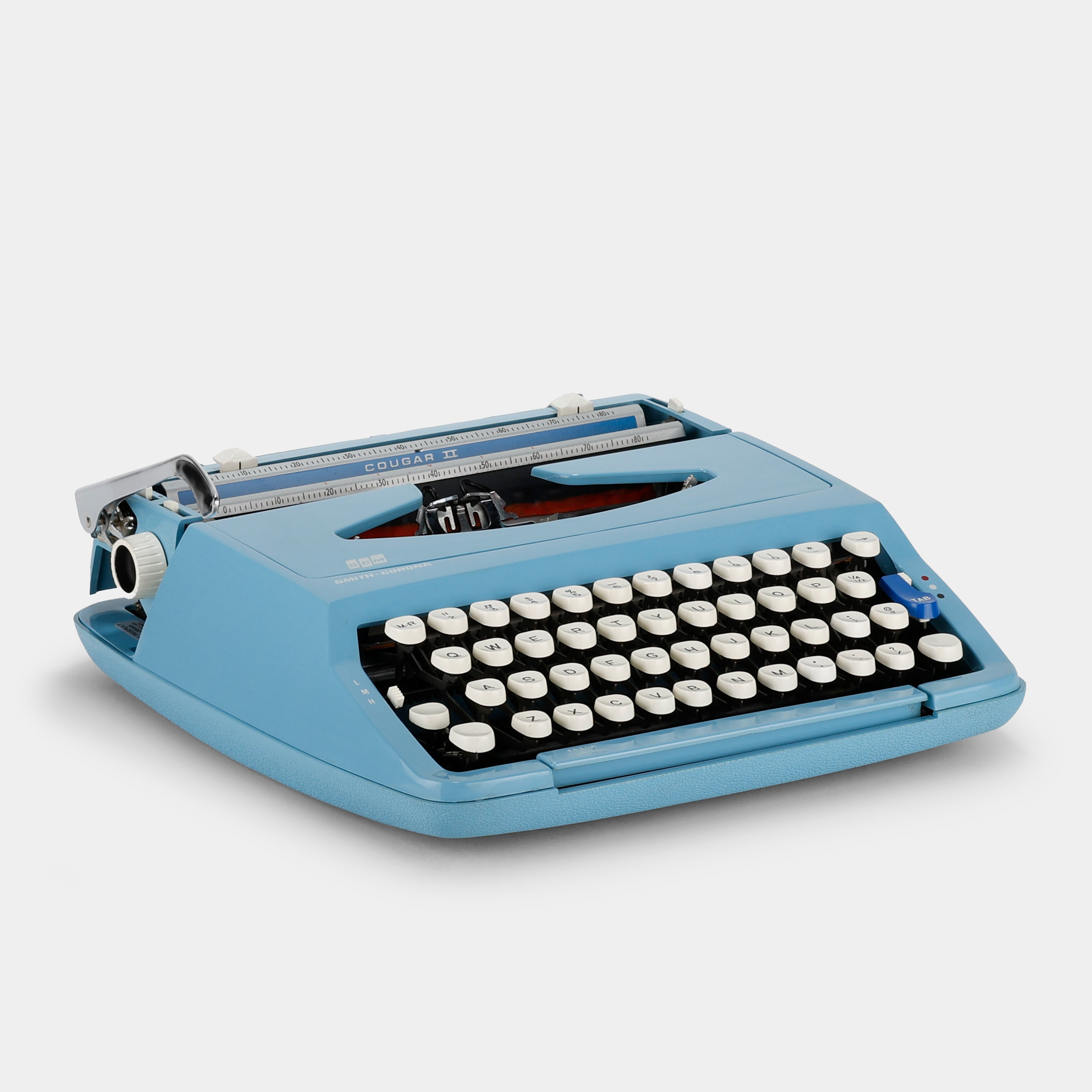 Smith-Corona Cougar II Blue Manual Typewriter and Case