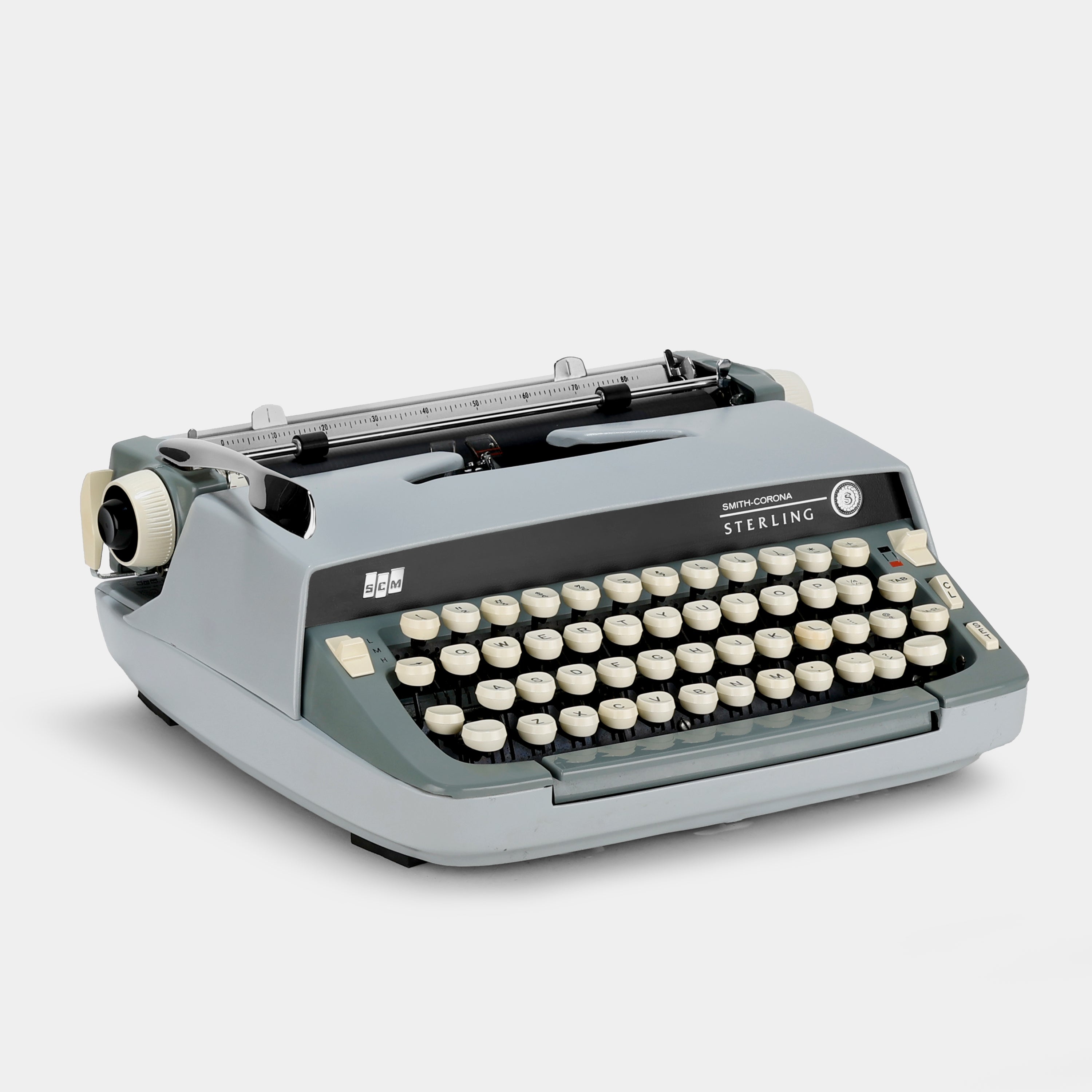 Smith-Corona Super Sterling Light Blue Manual Typewriter and Case