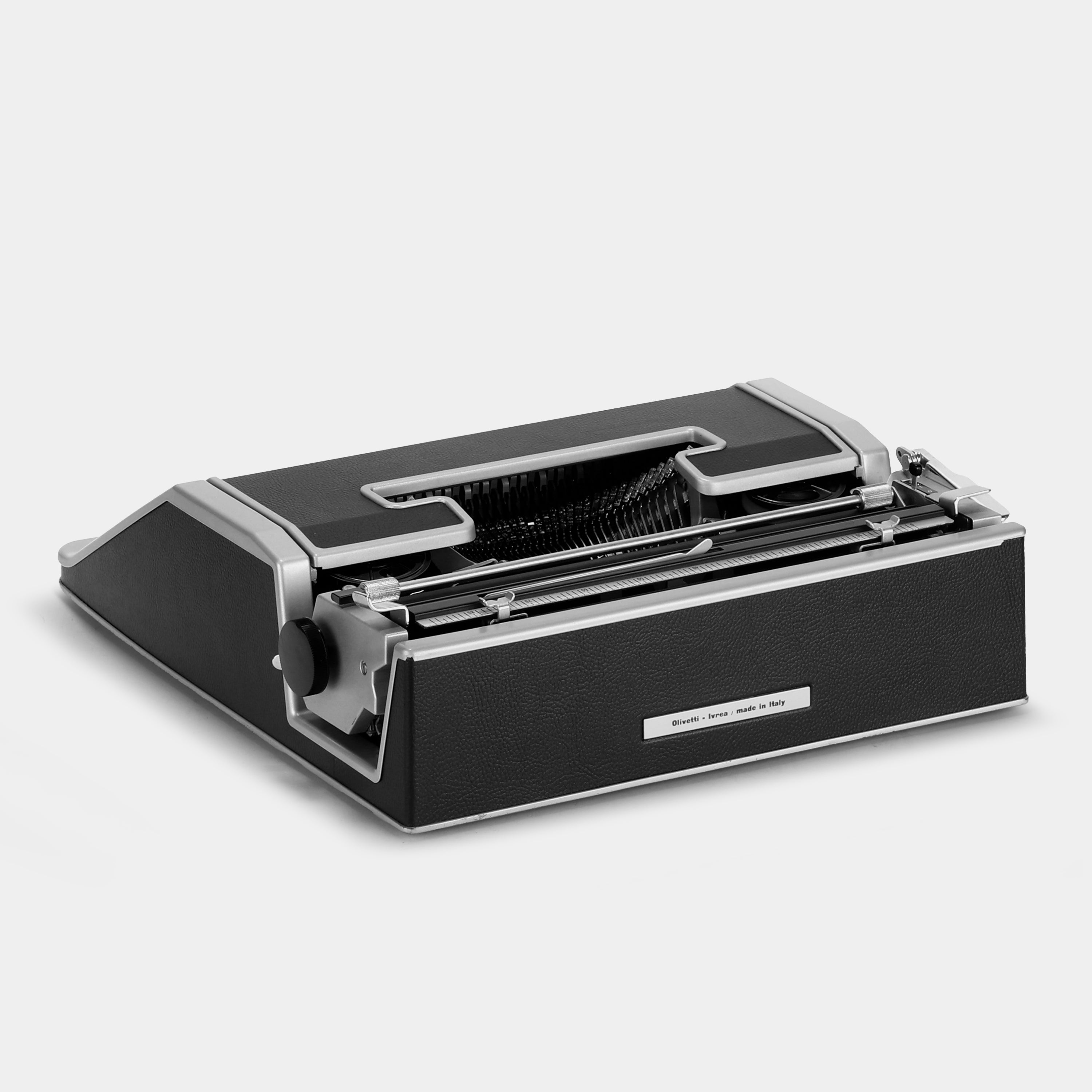 Olivetti Lettera 33 Silver and Black Typewriter and Case
