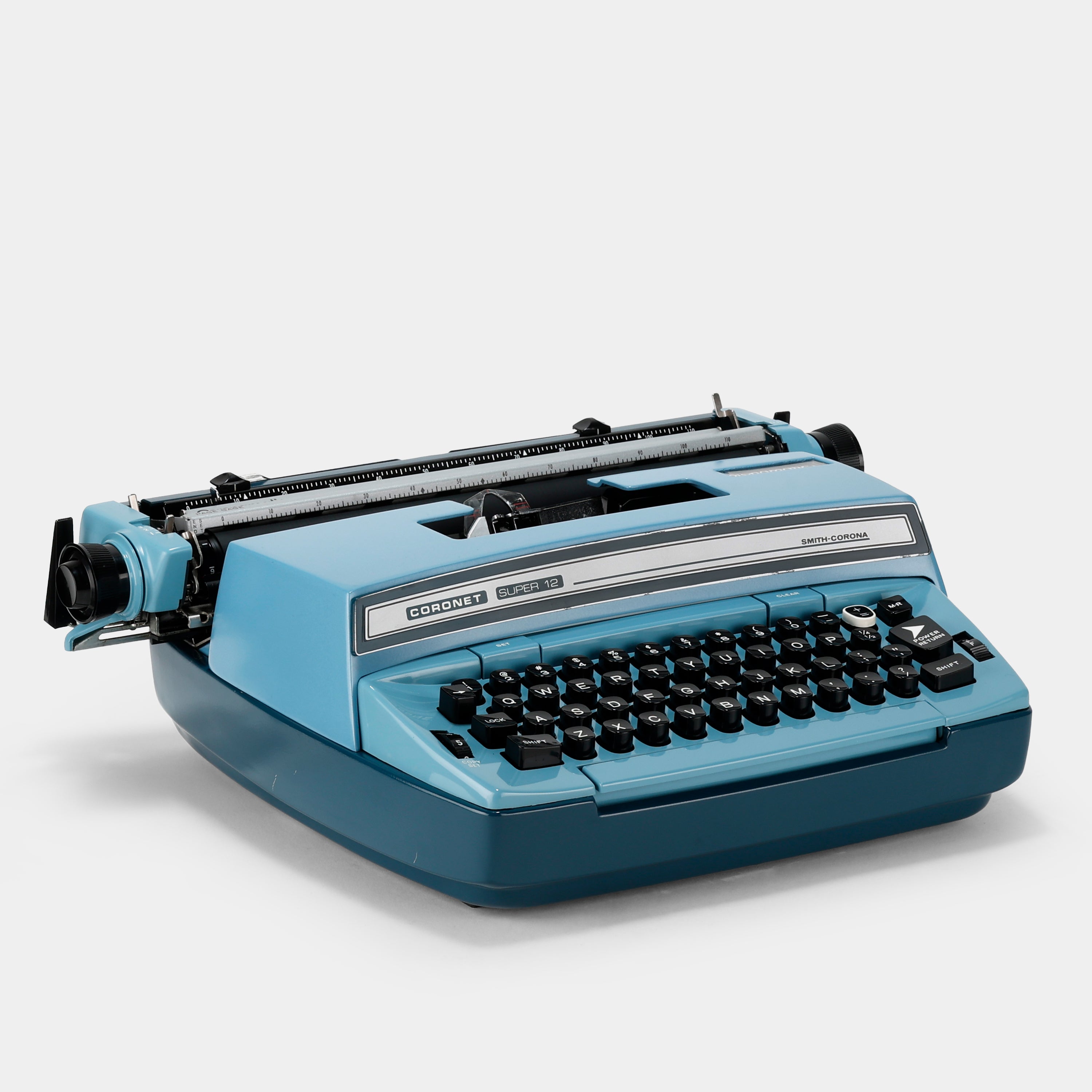 Smith-Corona Coronet Super 12 Coronamatic Blue Electric Typewriter and Case