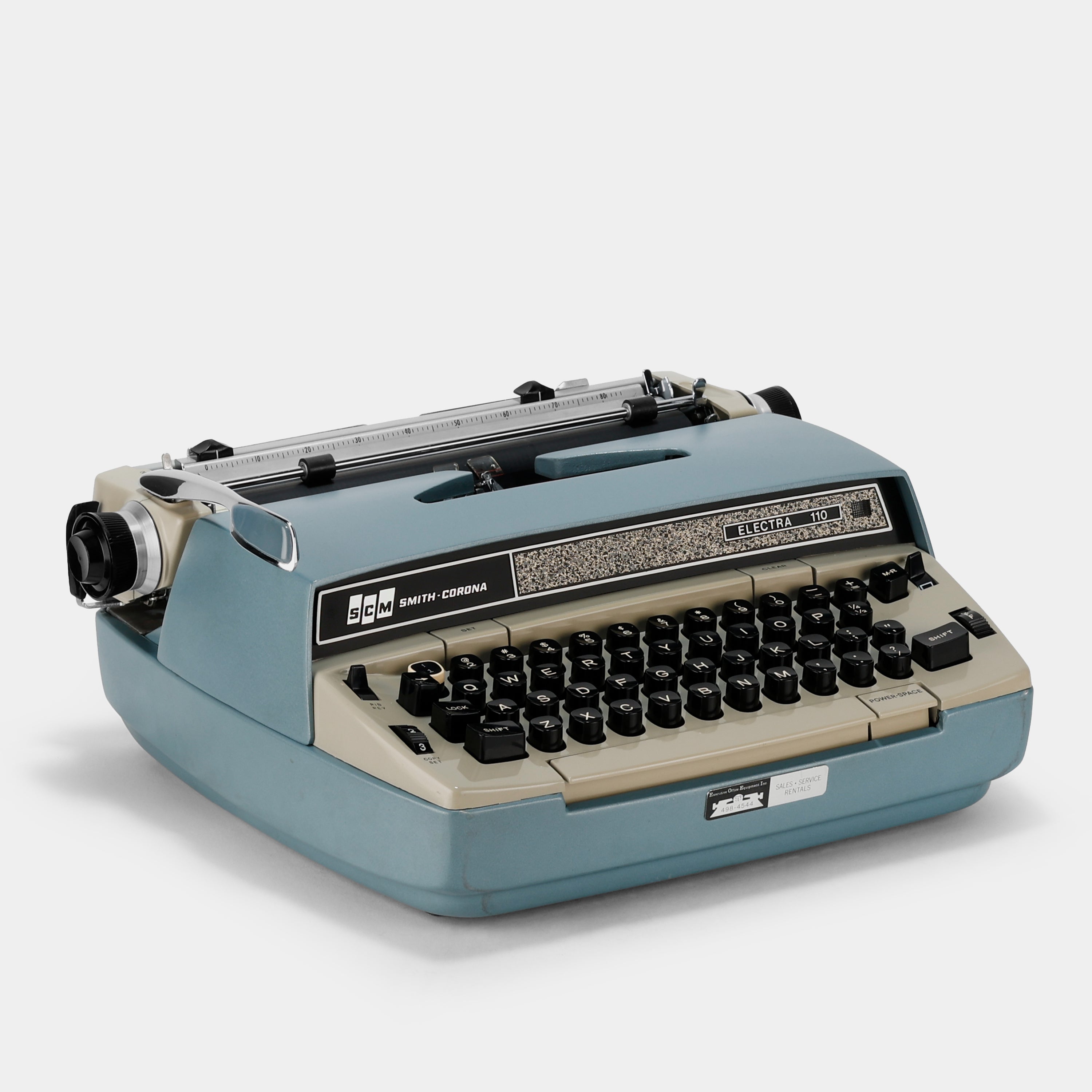Smith-Corona Electra 110 Blue Electric Typewriter and Case