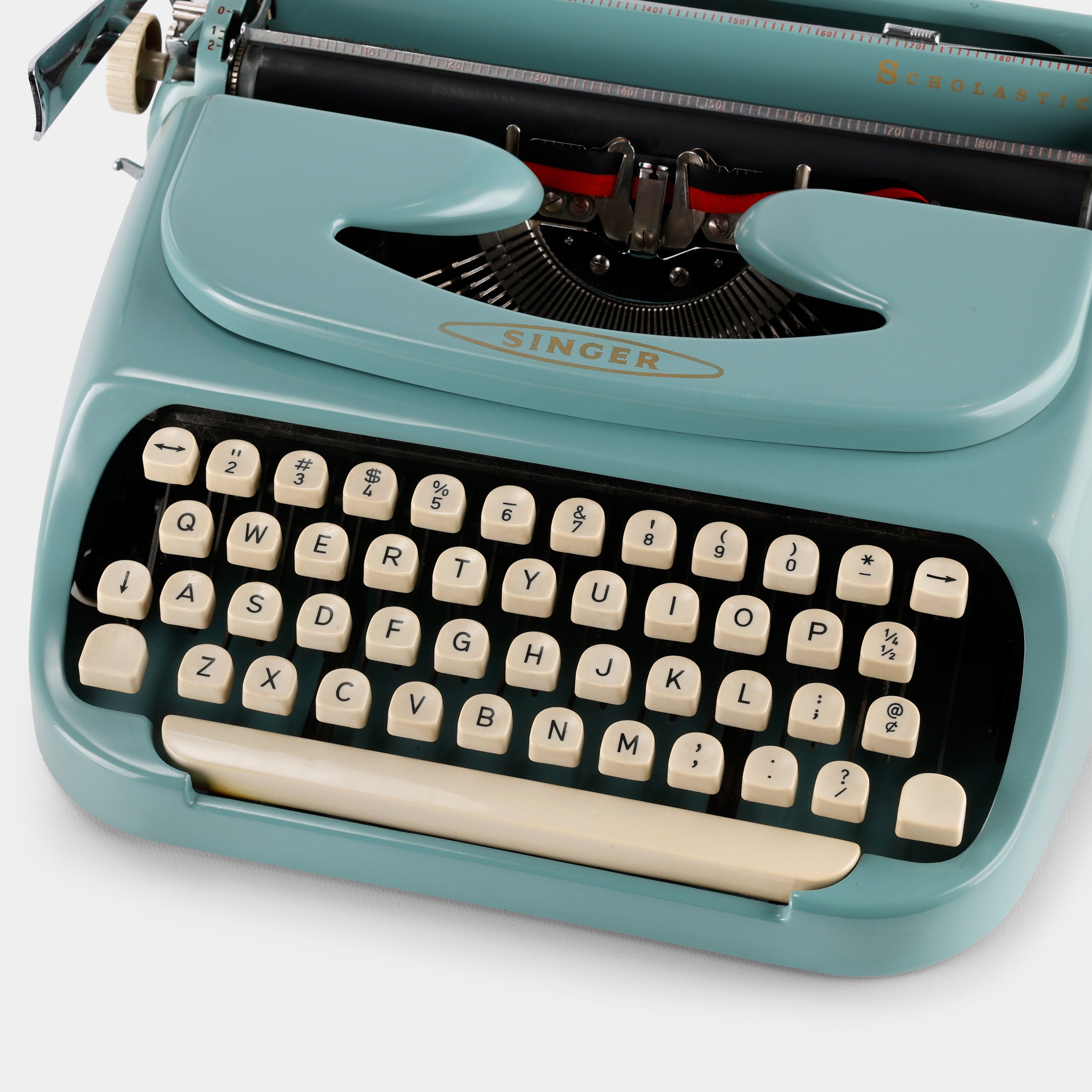 Singer Scholastic Teal Manual Typewriter and Case
