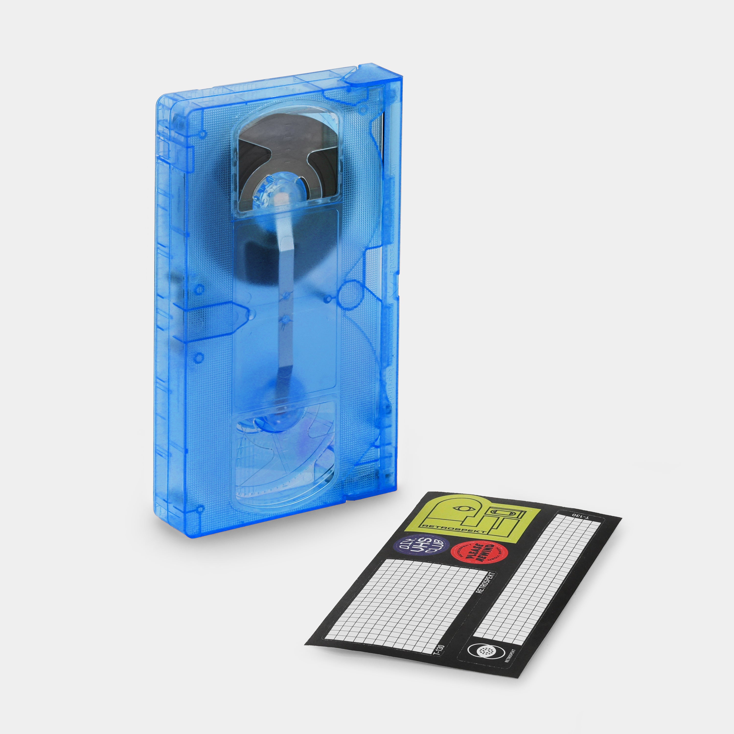 Transparent Blue Blank T-130 VHS Tape