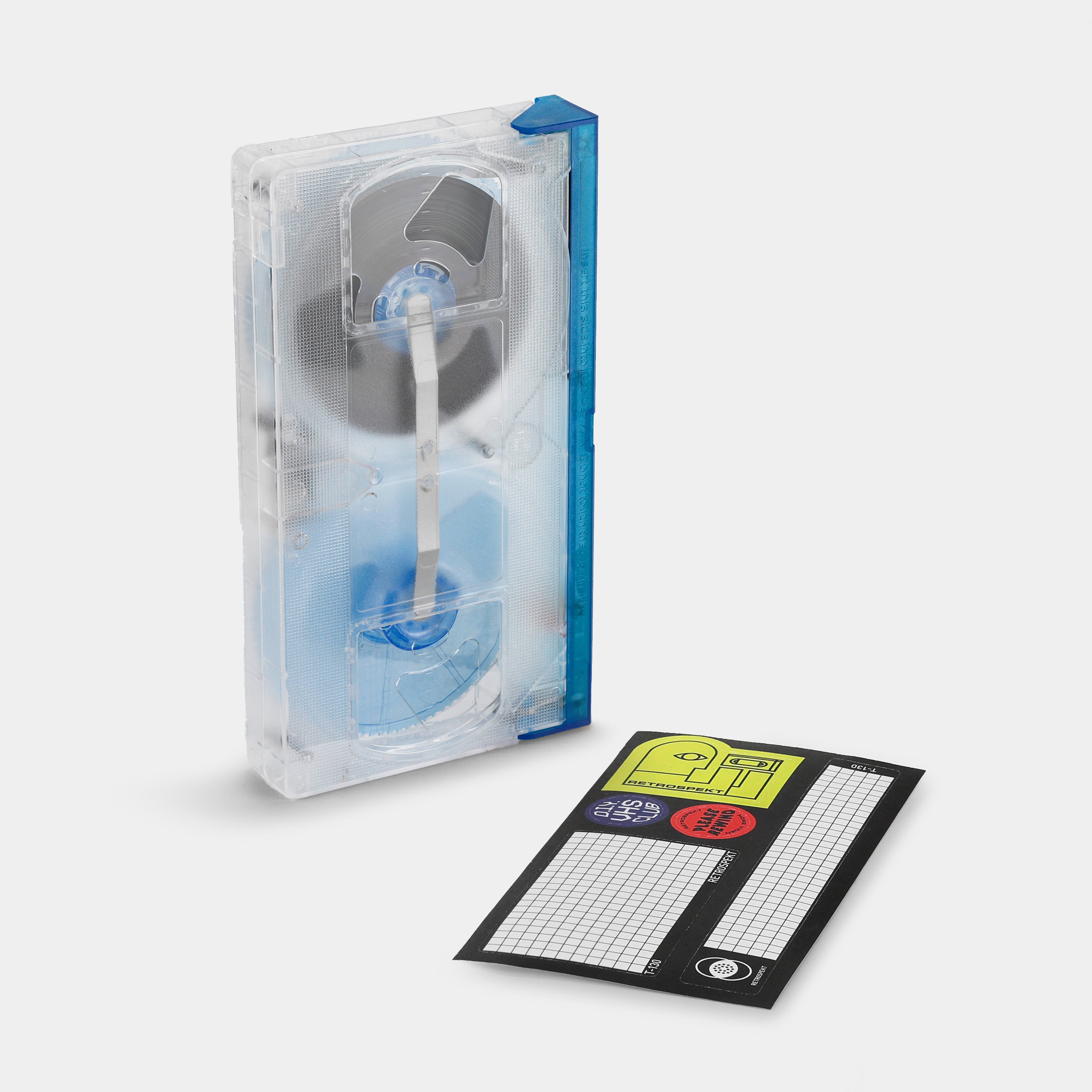Transparent Clear and Blue Blank T-130 VHS Tape