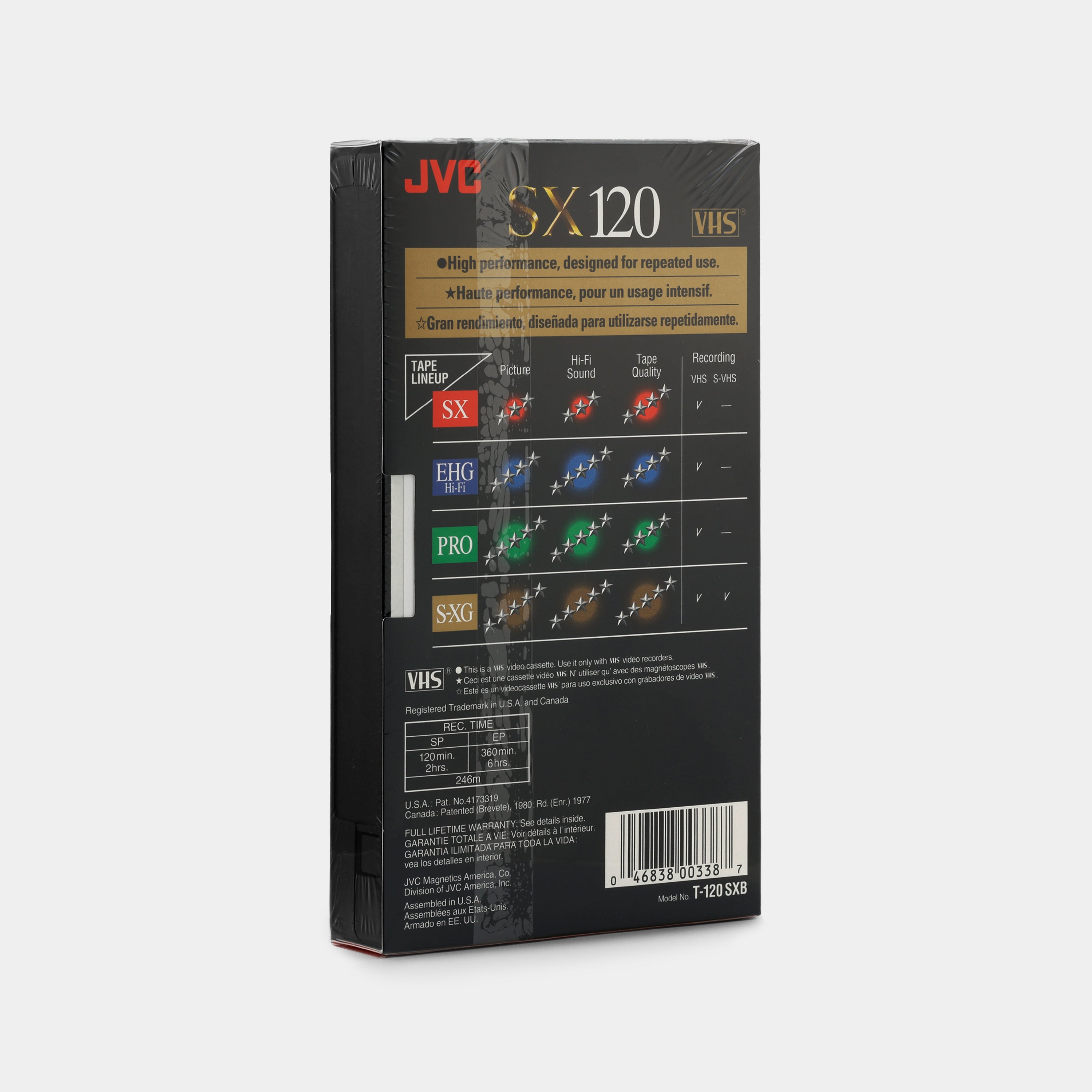 JVC SX High Performance T-120 Blank Recordable VHS Tape
