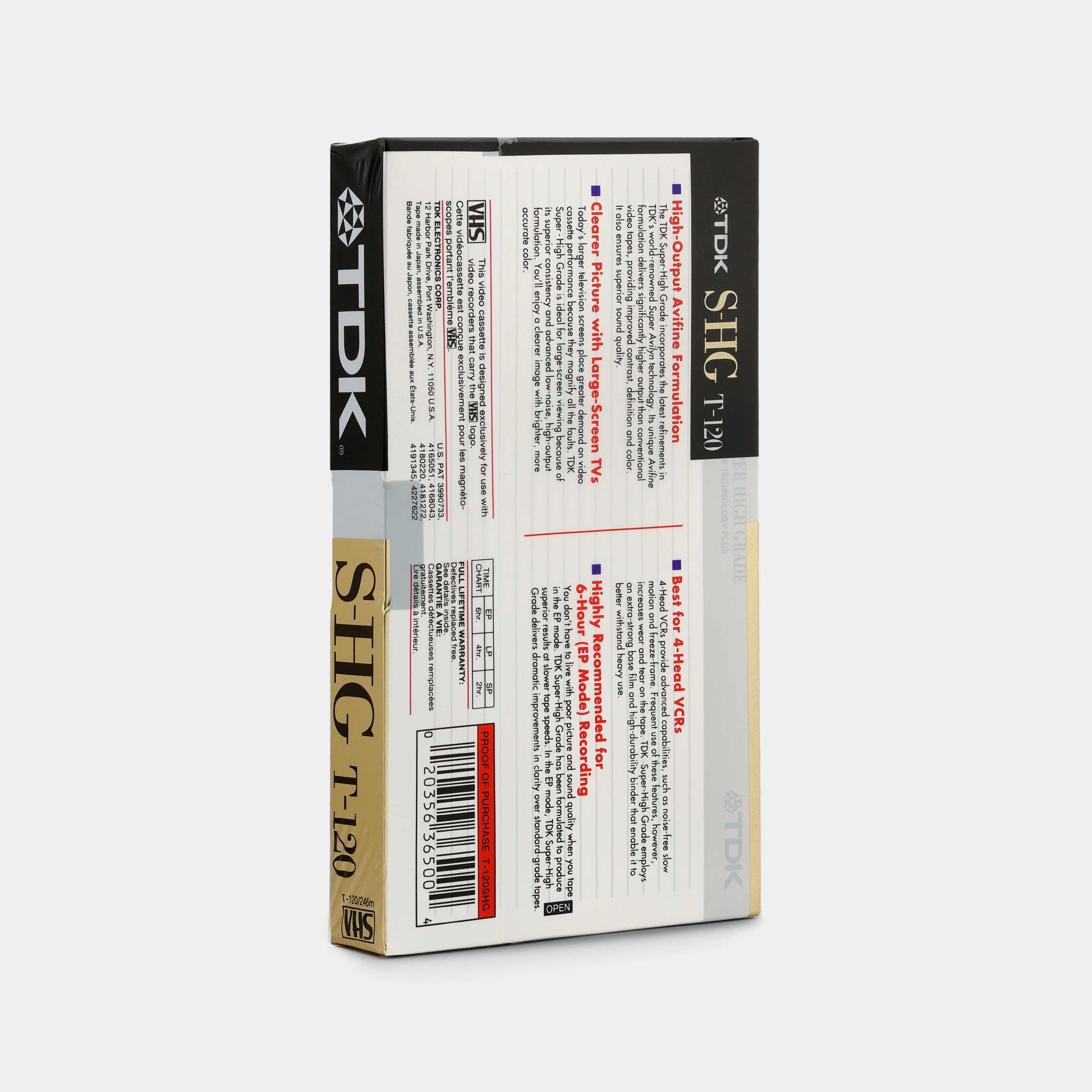 TDK S-HG Super High Grade Sound & Color T-120 Blank Recordable VHS Tape