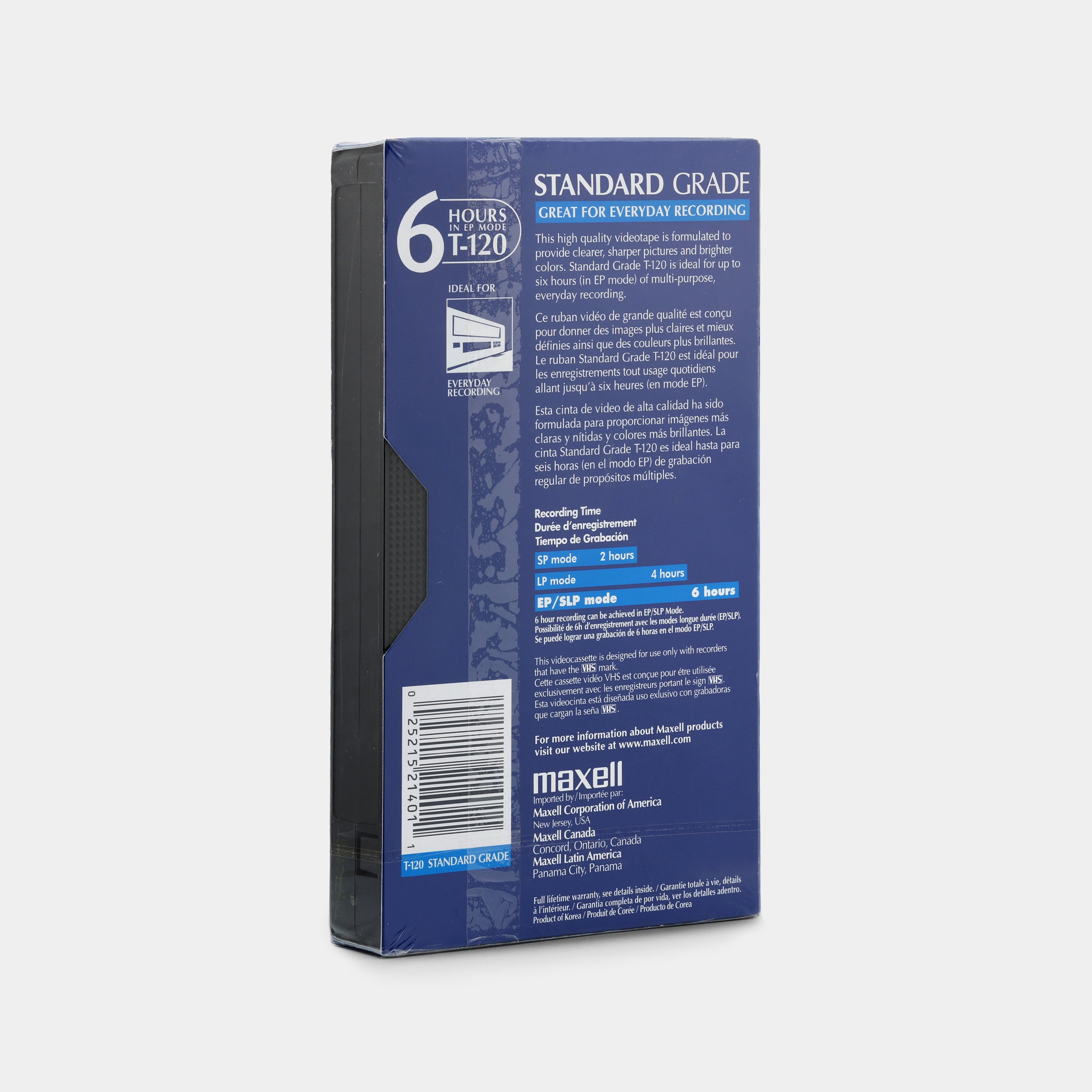 Maxell Standard Grade T-120 Blank Recordable VHS Tape