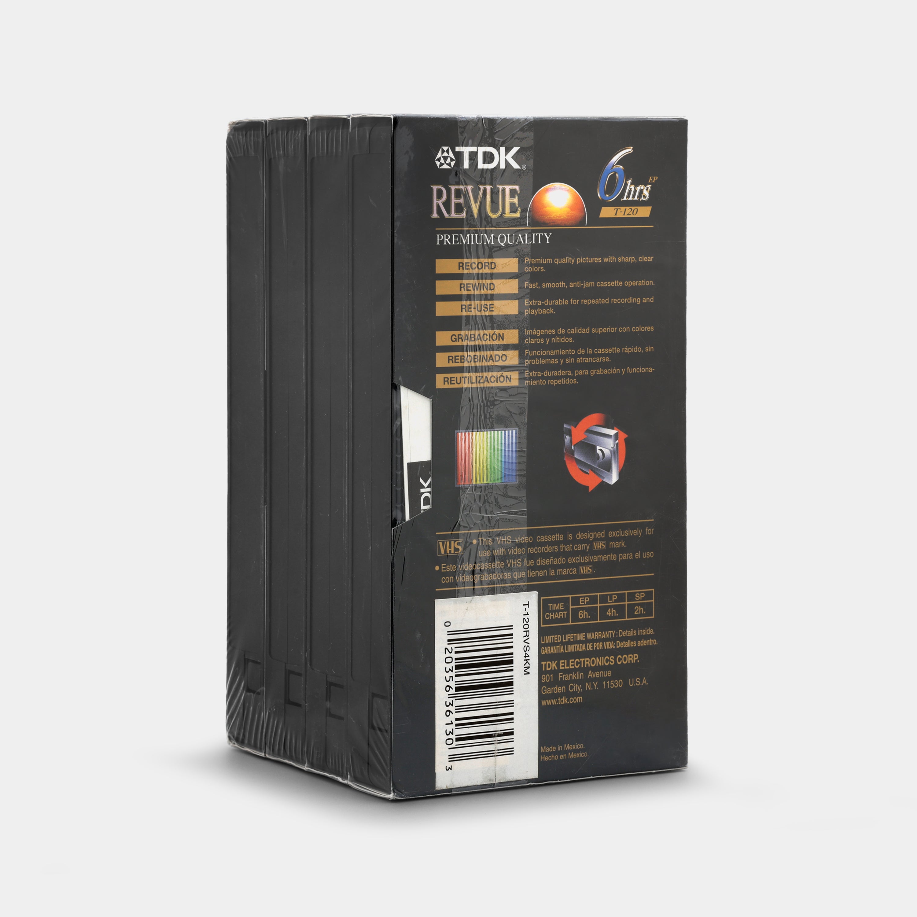 TDK Premium Quality 6 Hours T-120 Blank Recordable VHS Tape 4 Pack Set
