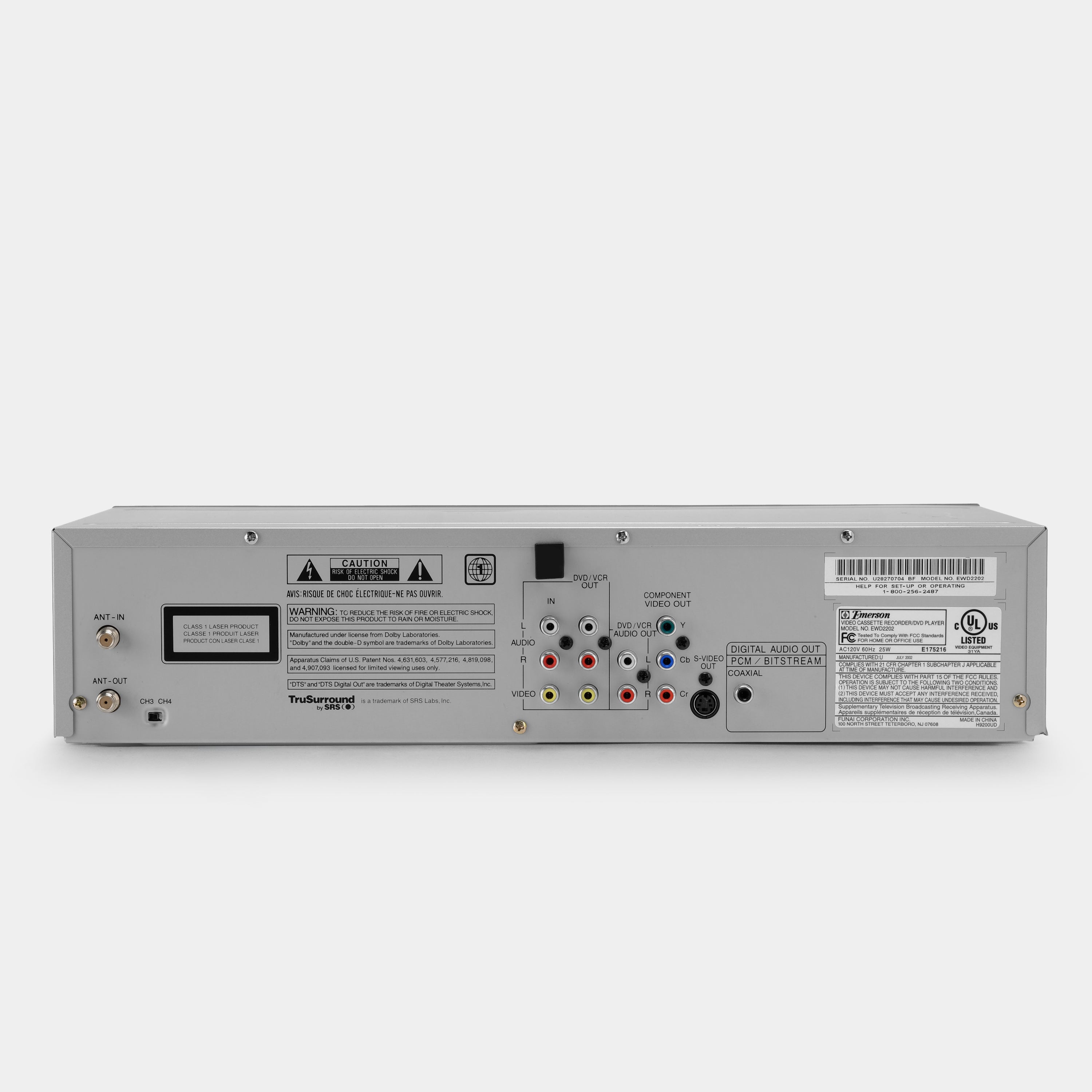 Emerson EWD2202 VCR VHS and DVD Player