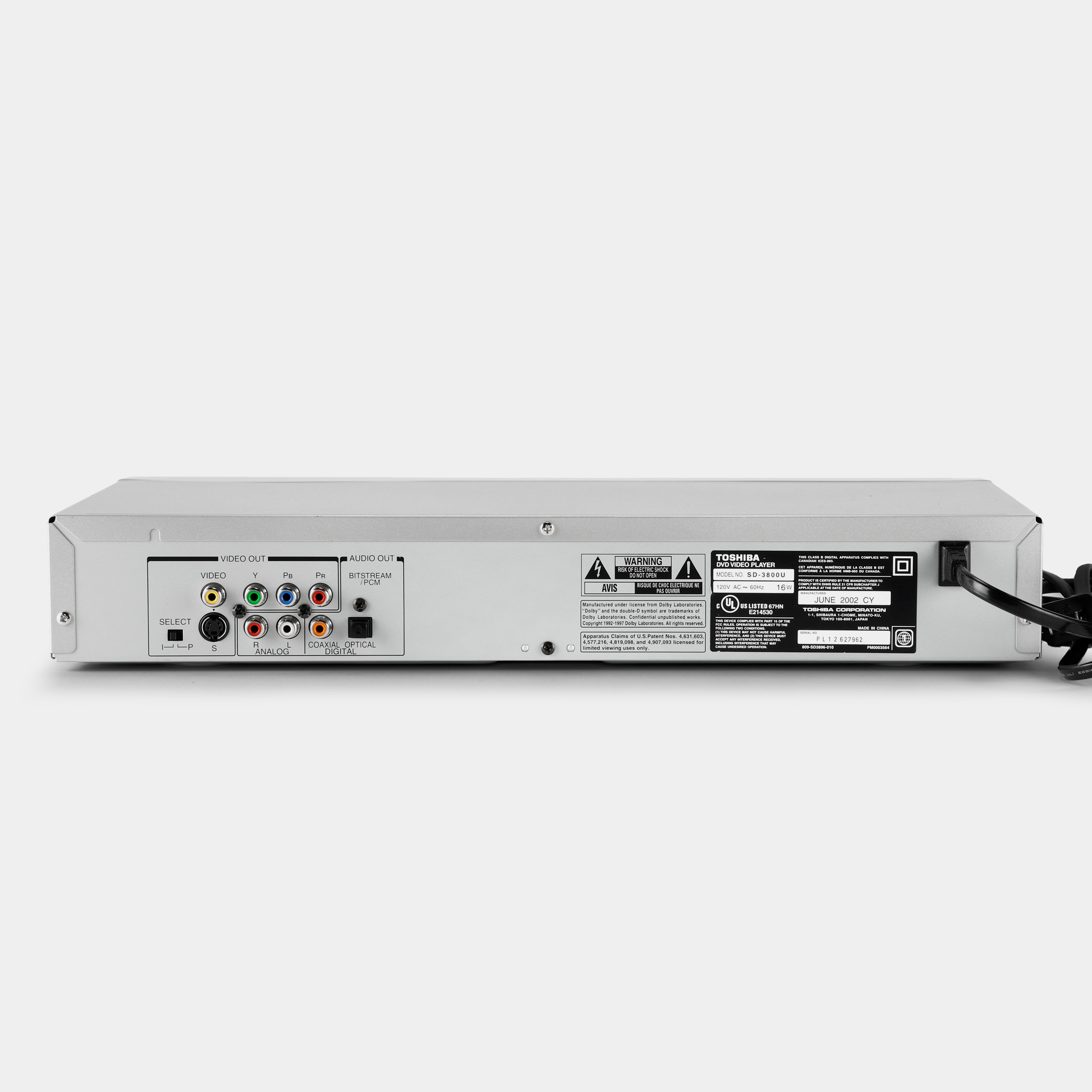 Toshiba SD-3800U DVD Player