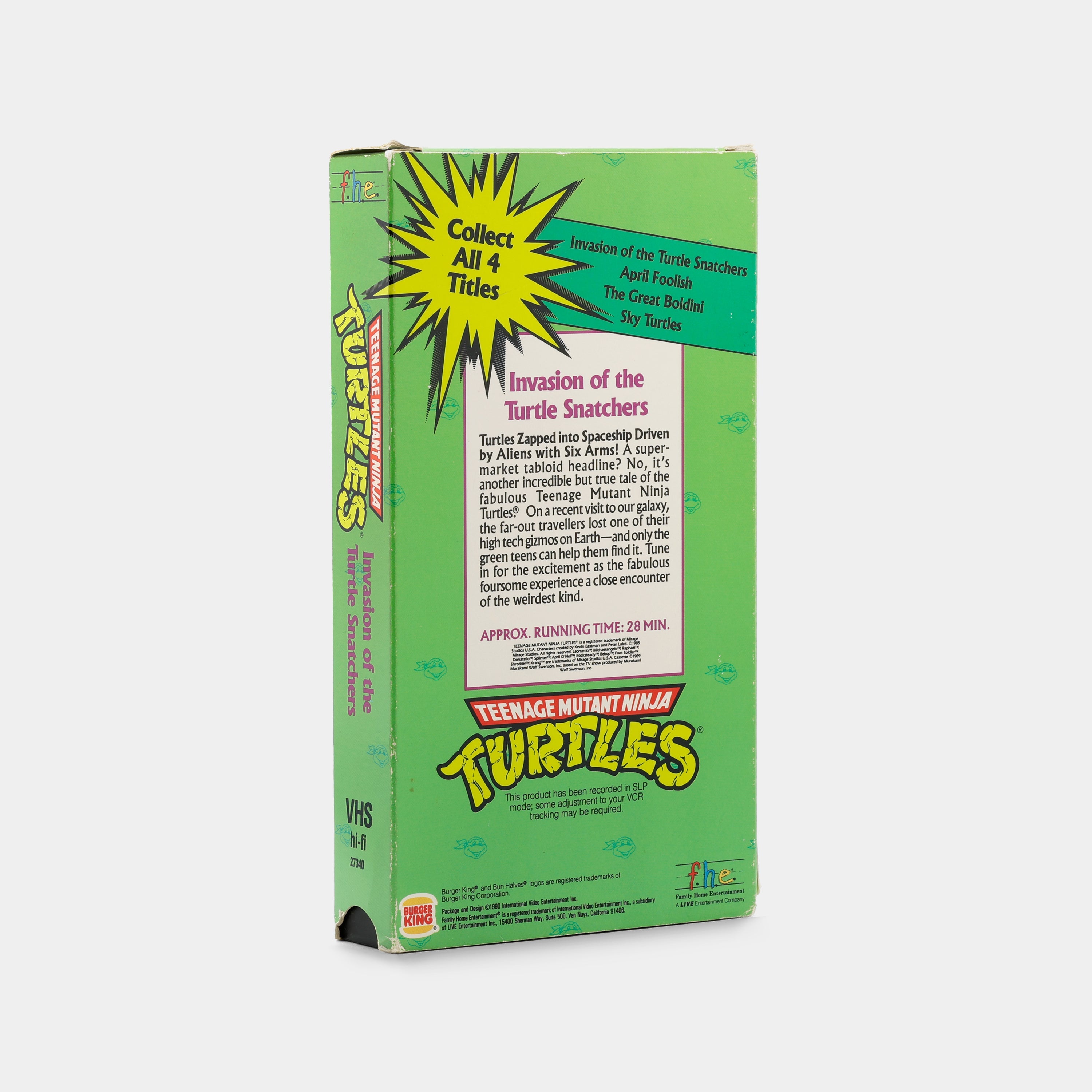 Teenage Mutant Ninja Turtles: Invasion of the Turtle Snatchers VHS Tape