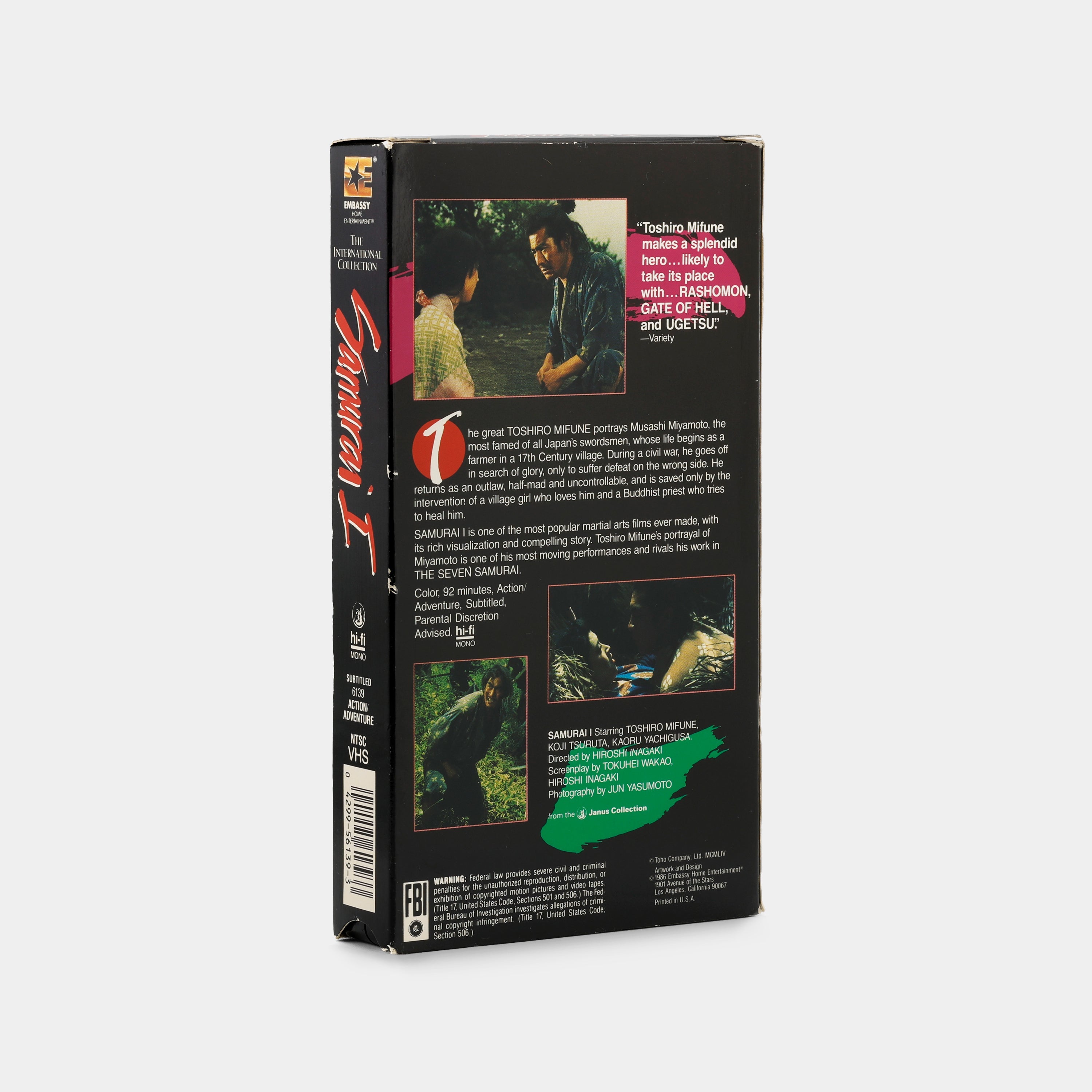 Samurai I: Musashi Miyamoto VHS Tape