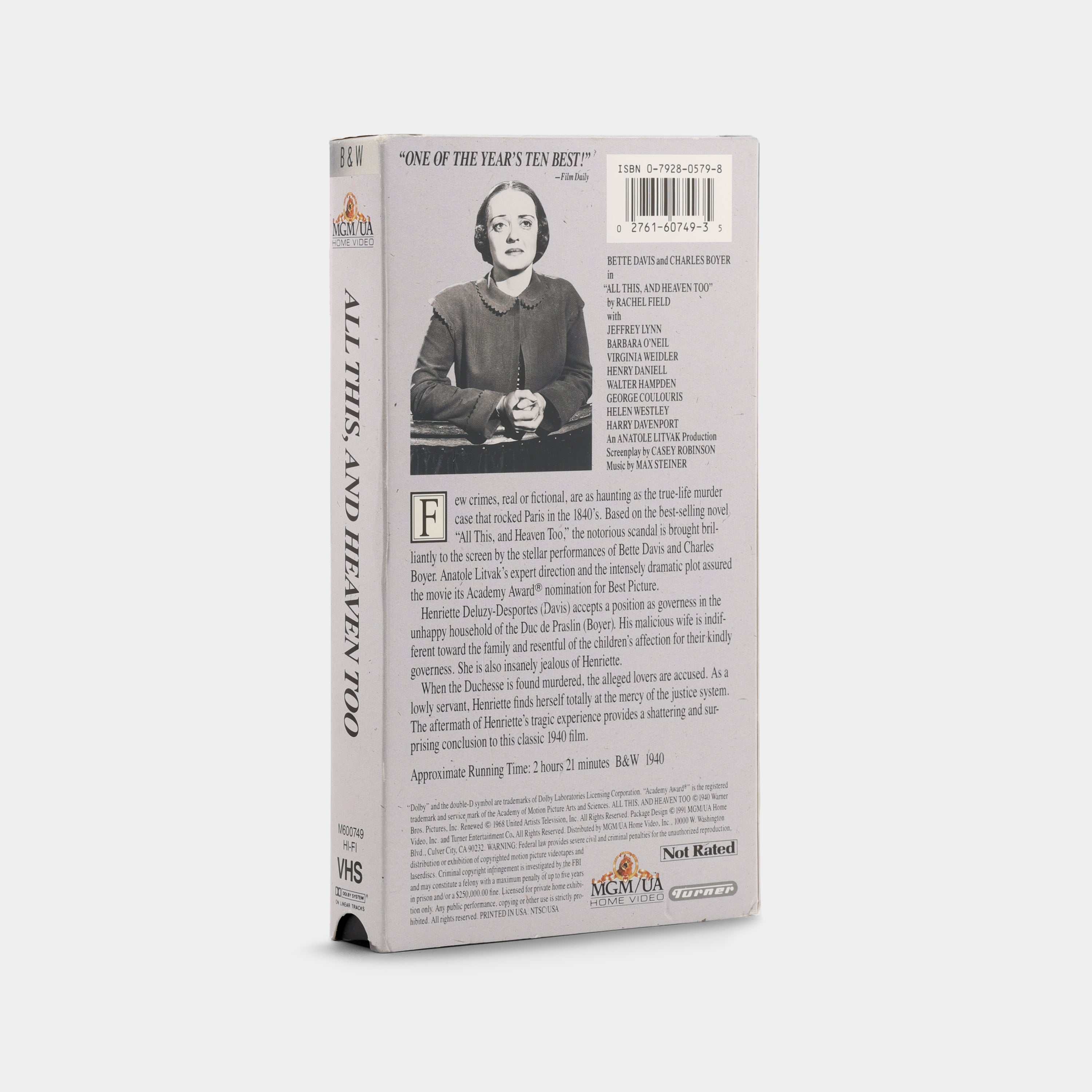 All This, and Heaven Too VHS Tape