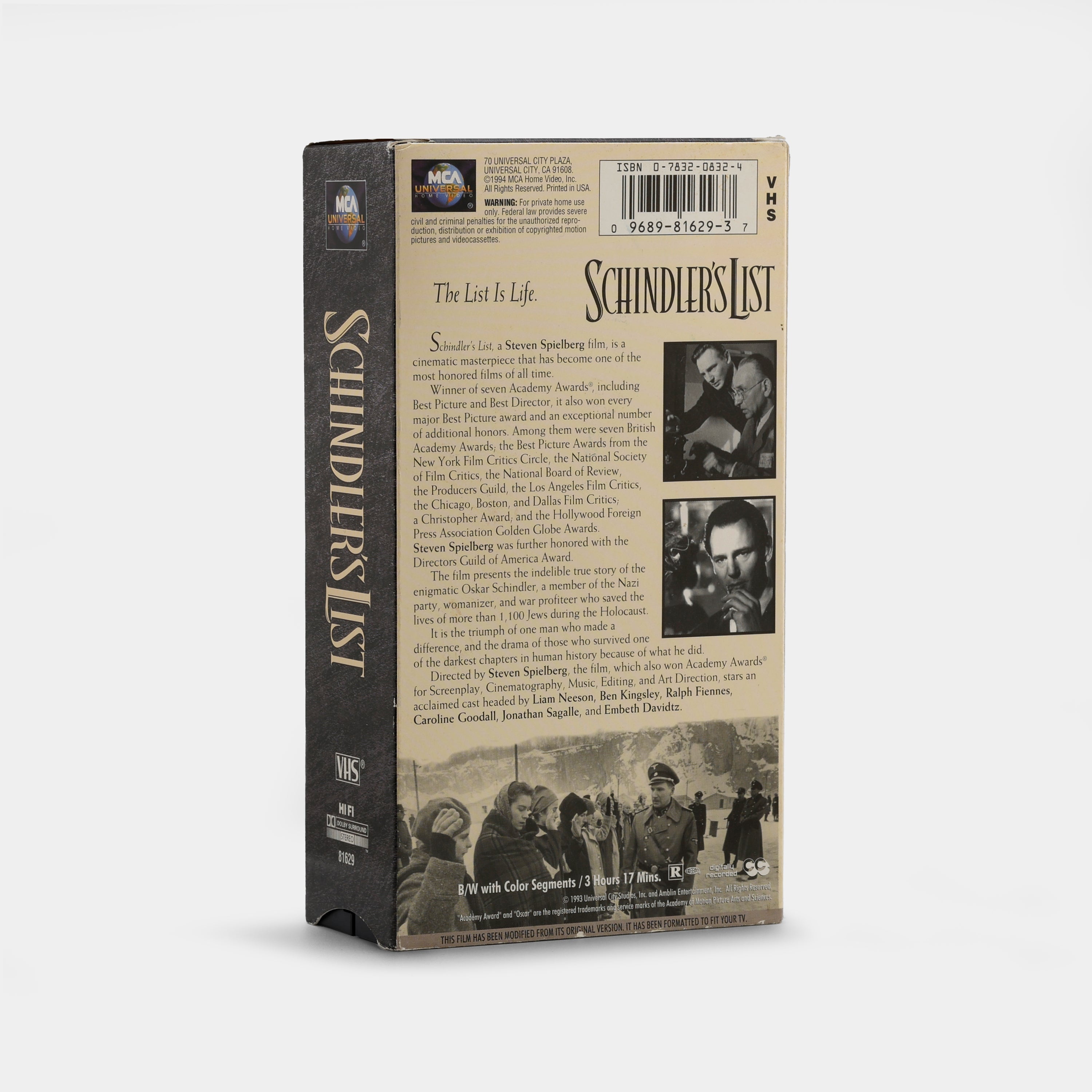Schindler's List VHS Tape