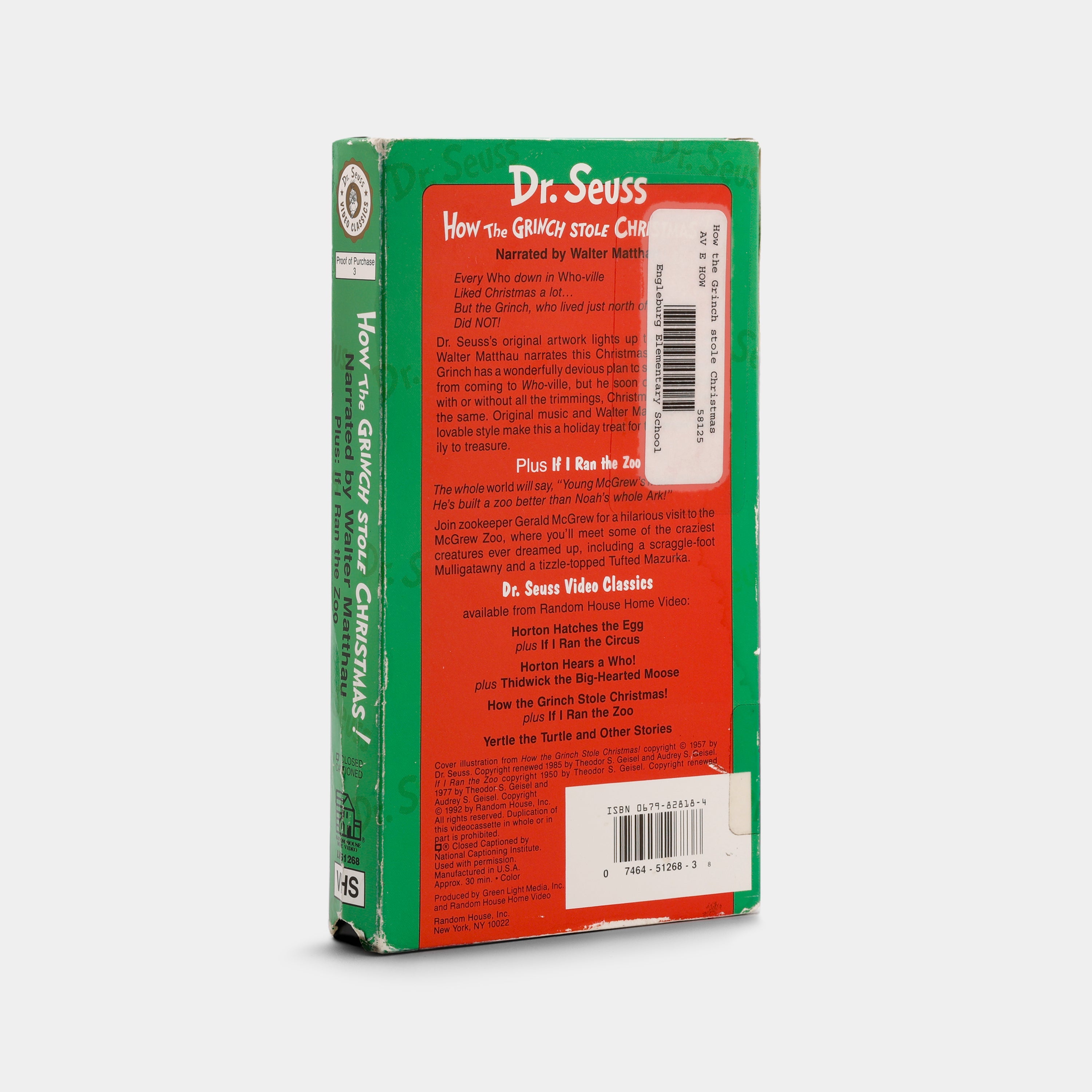 How the Grinch Stole Christmas! VHS Tape