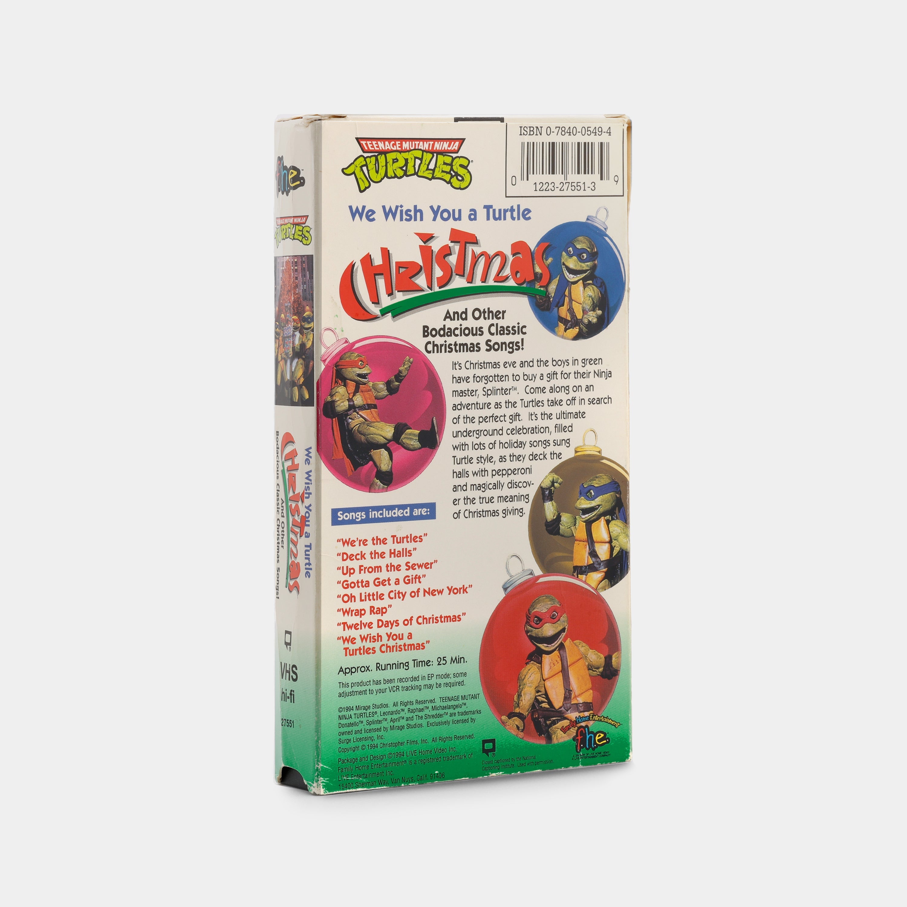 We Wish You a Turtle Christmas VHS Tape