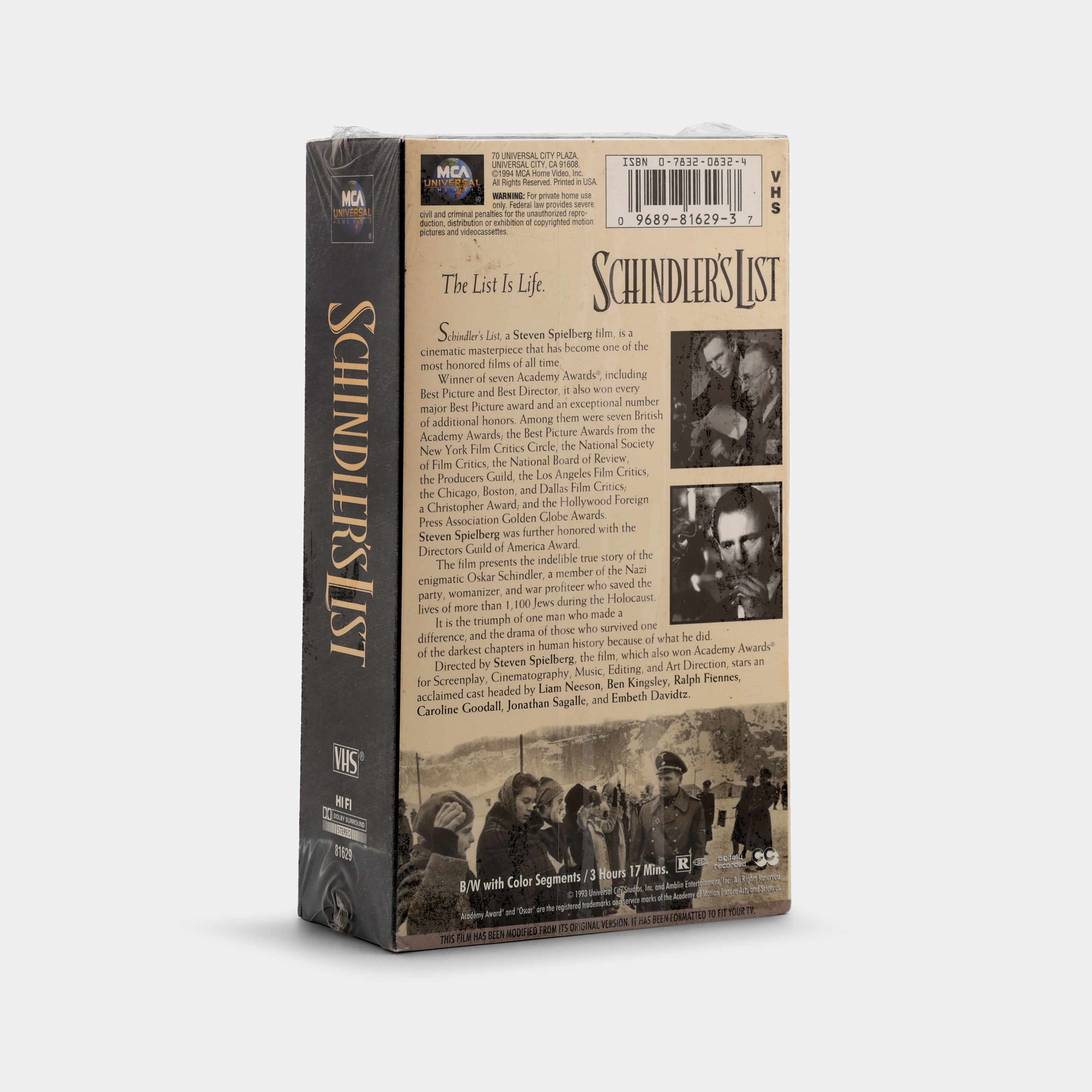 Schindler's List (Sealed) VHS Tape