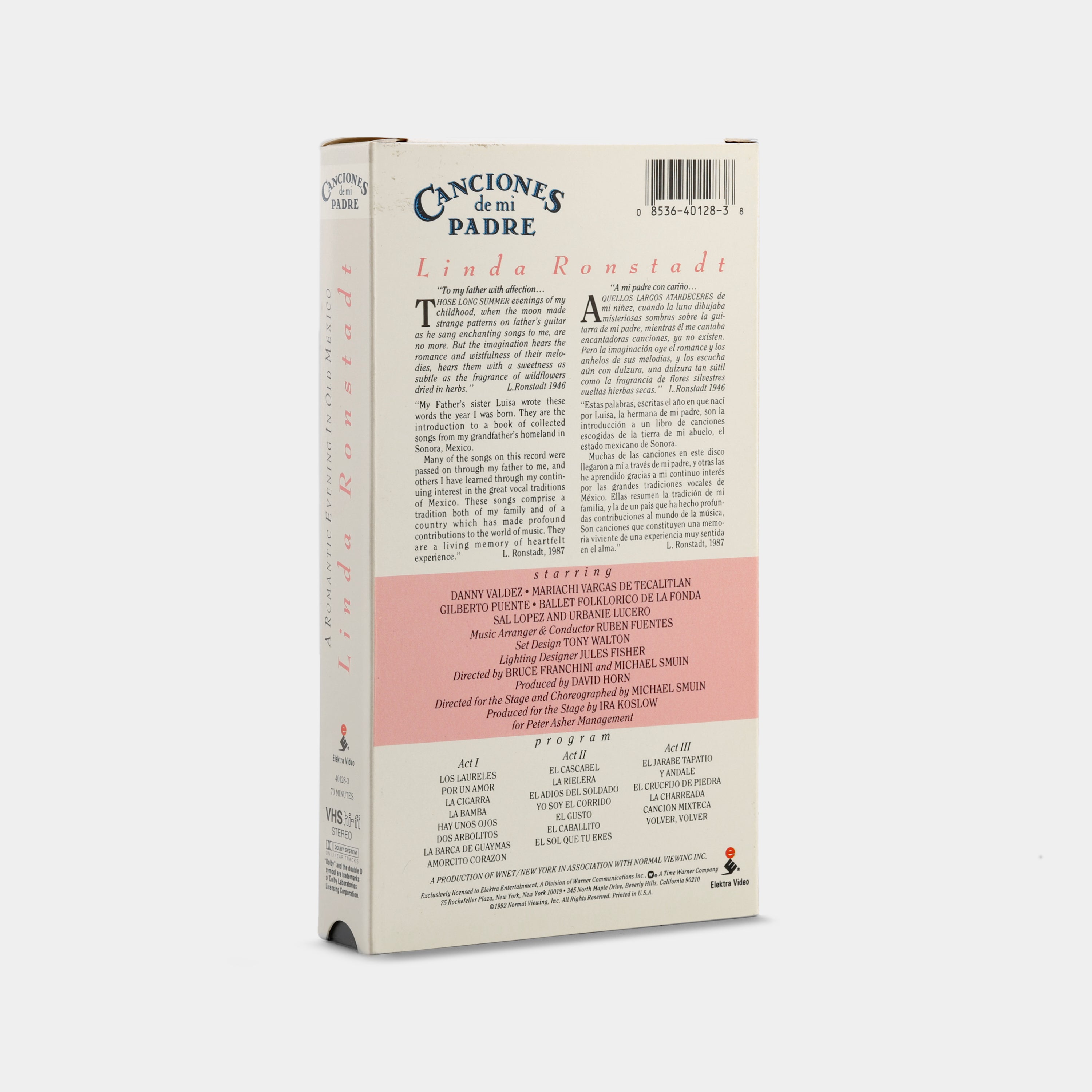 Canciones de Mi Padre: A Romantic Evening in Old Mexico VHS Tape