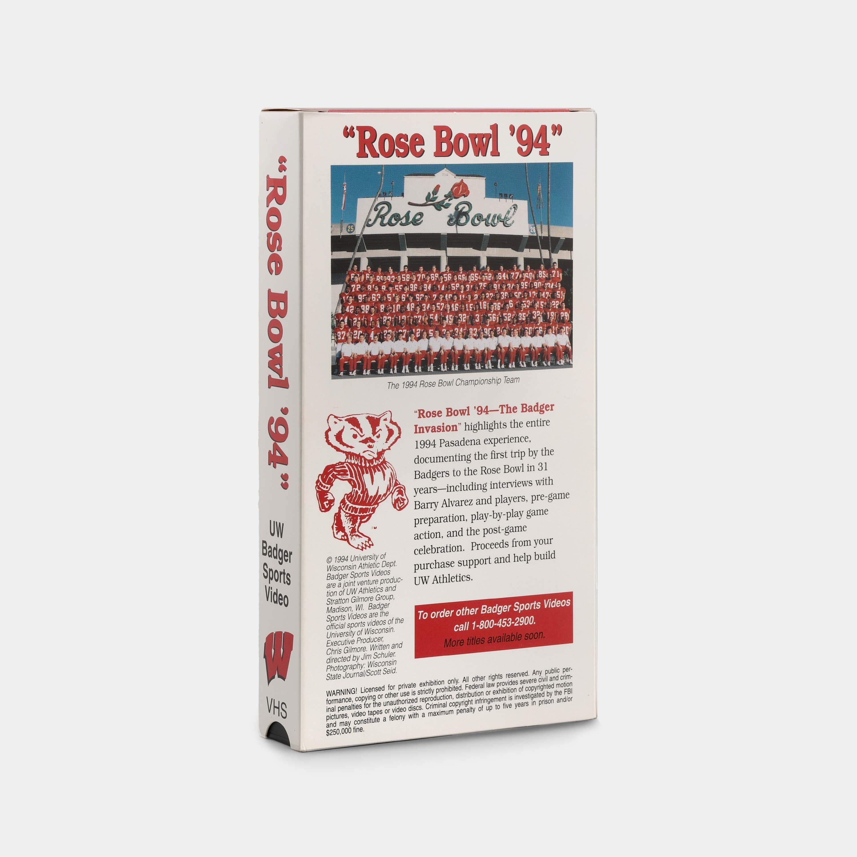 Rose Bowl ’94: The Badger Invasion VHS Tape
