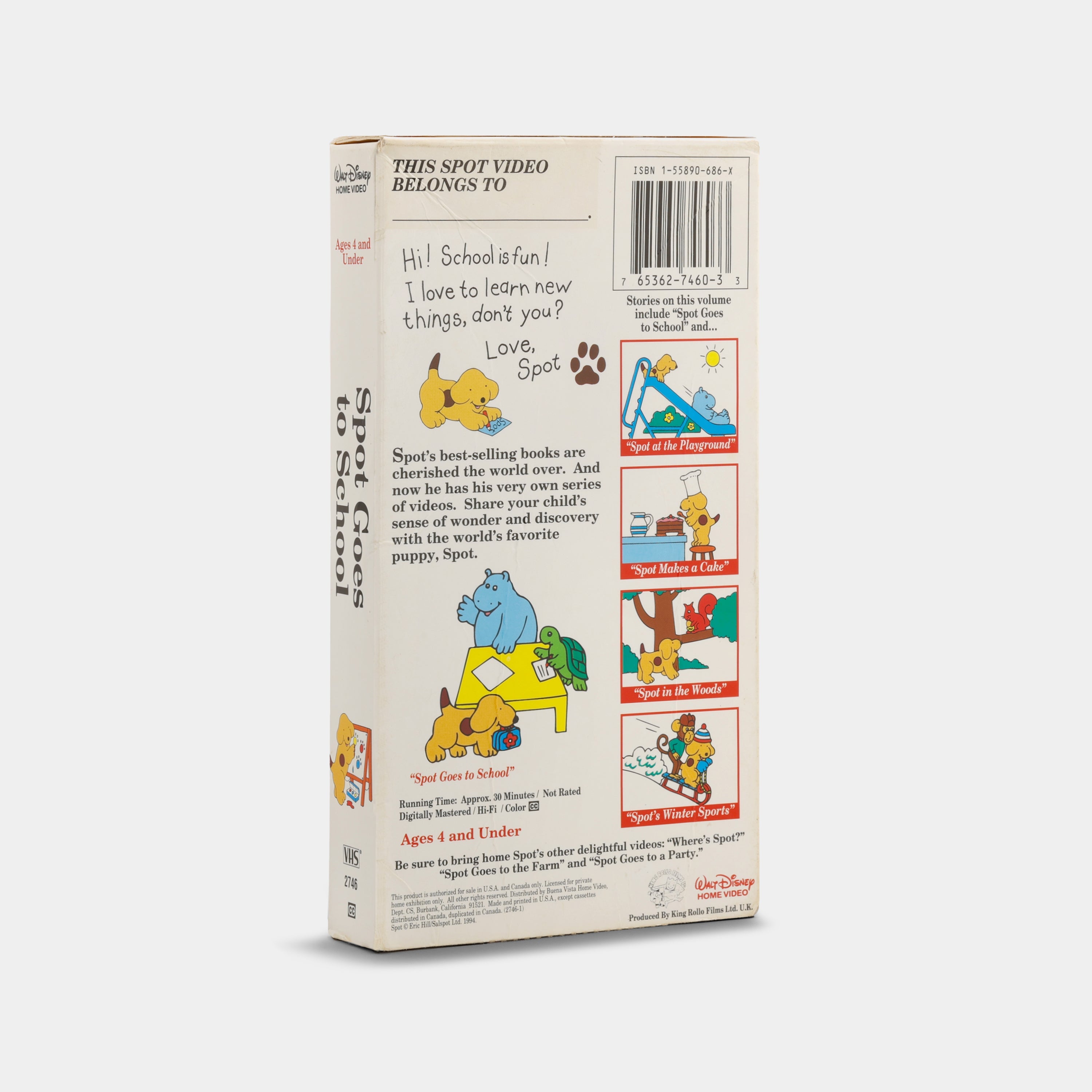 Spot Goes to School VHS Tape