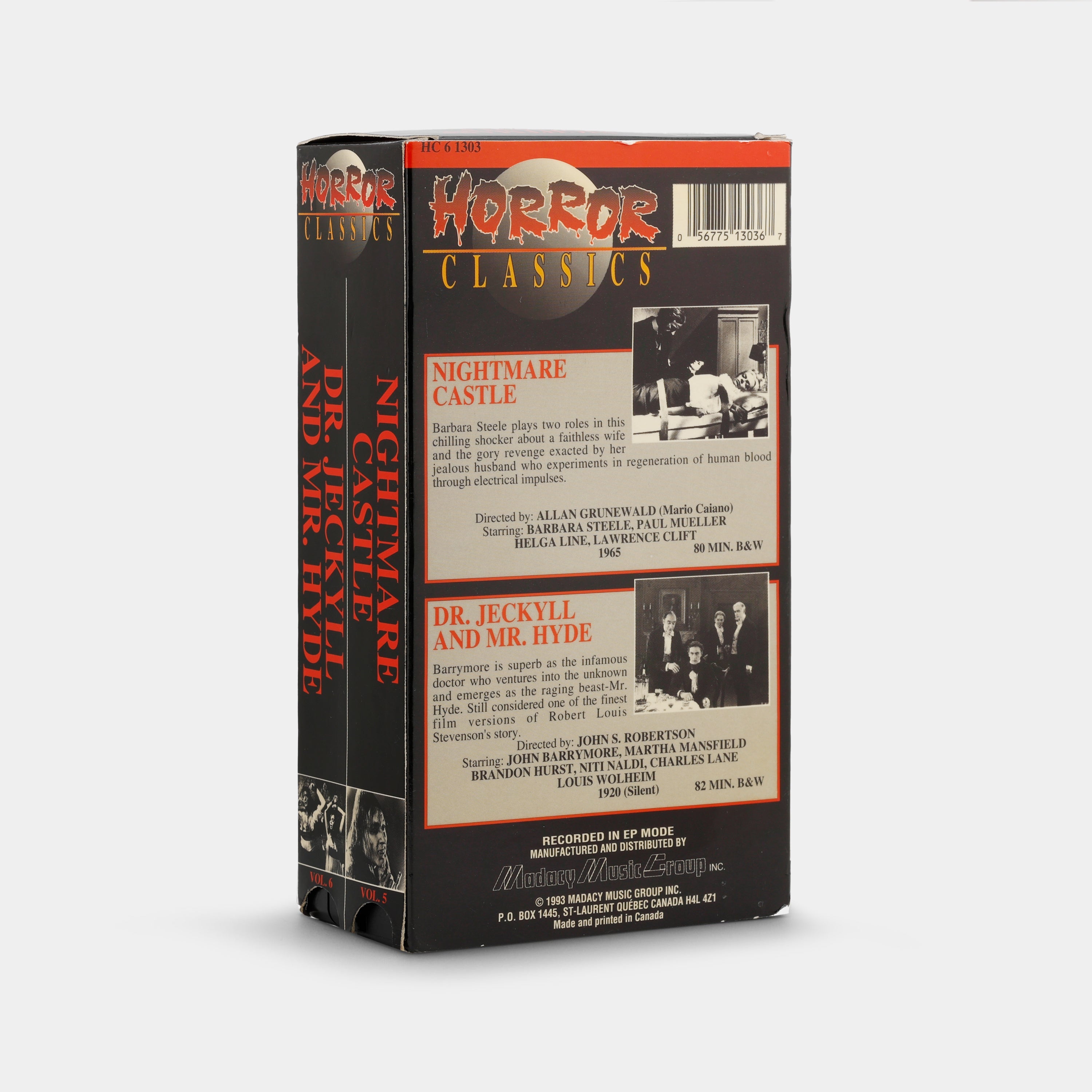 Horror Classics: Nightmare Castle / Dr. Jekyll and Mr. Hyde VHS Tape