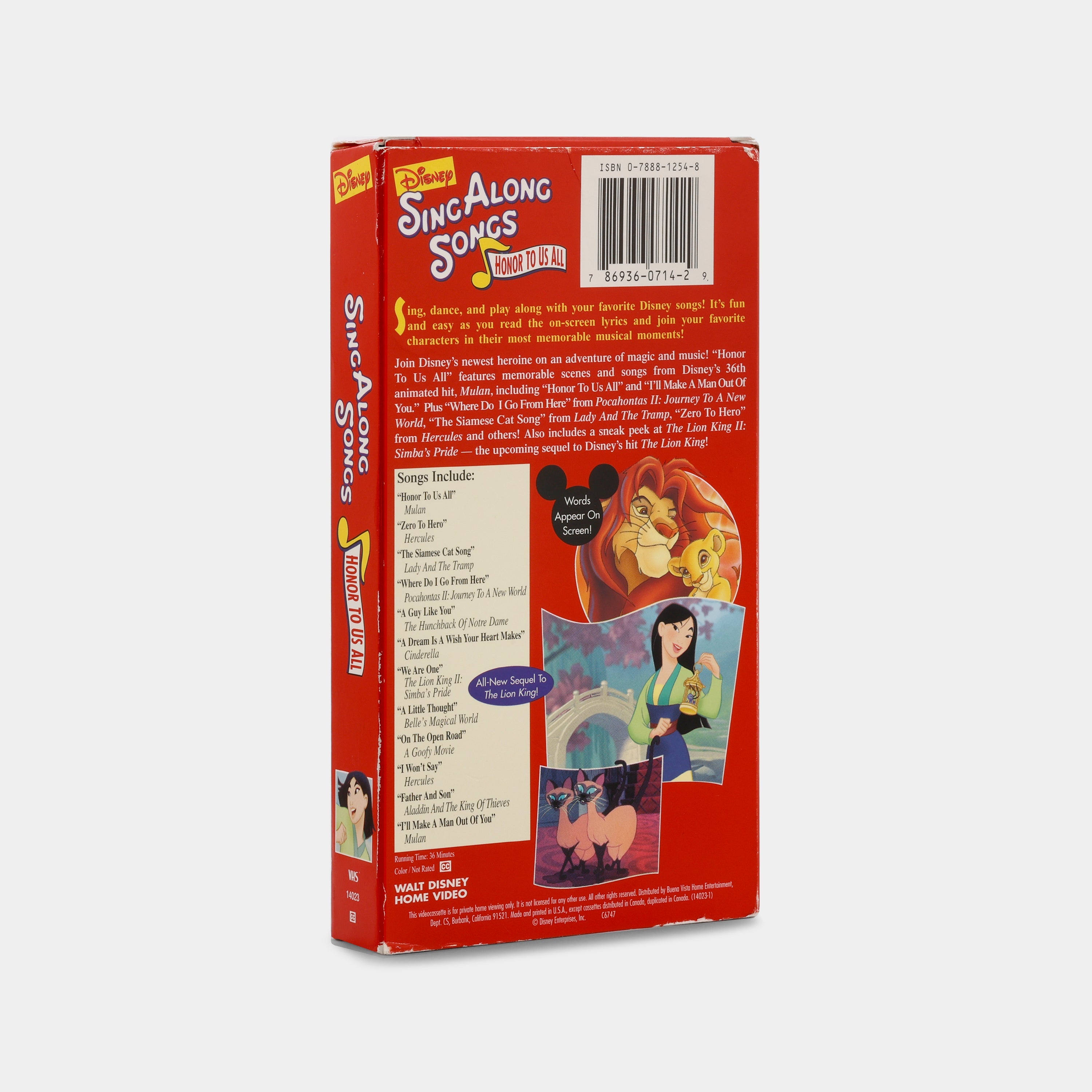 Disney Sing Along Songs: Mulan - Honor to Us All VHS Tape
