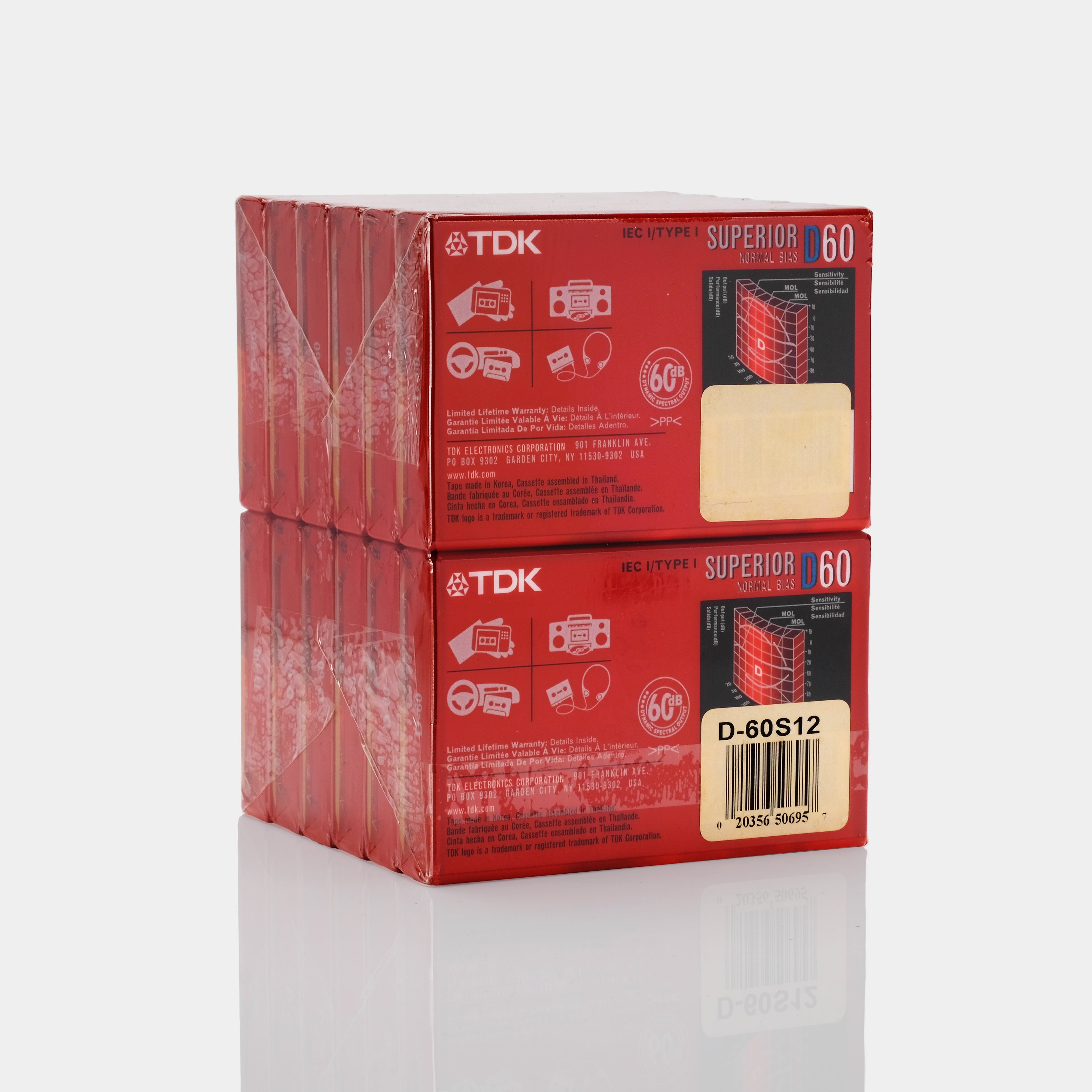 TDK Superior D60 Type I 60 Min Blank Cassette Tapes (12 Pack)
