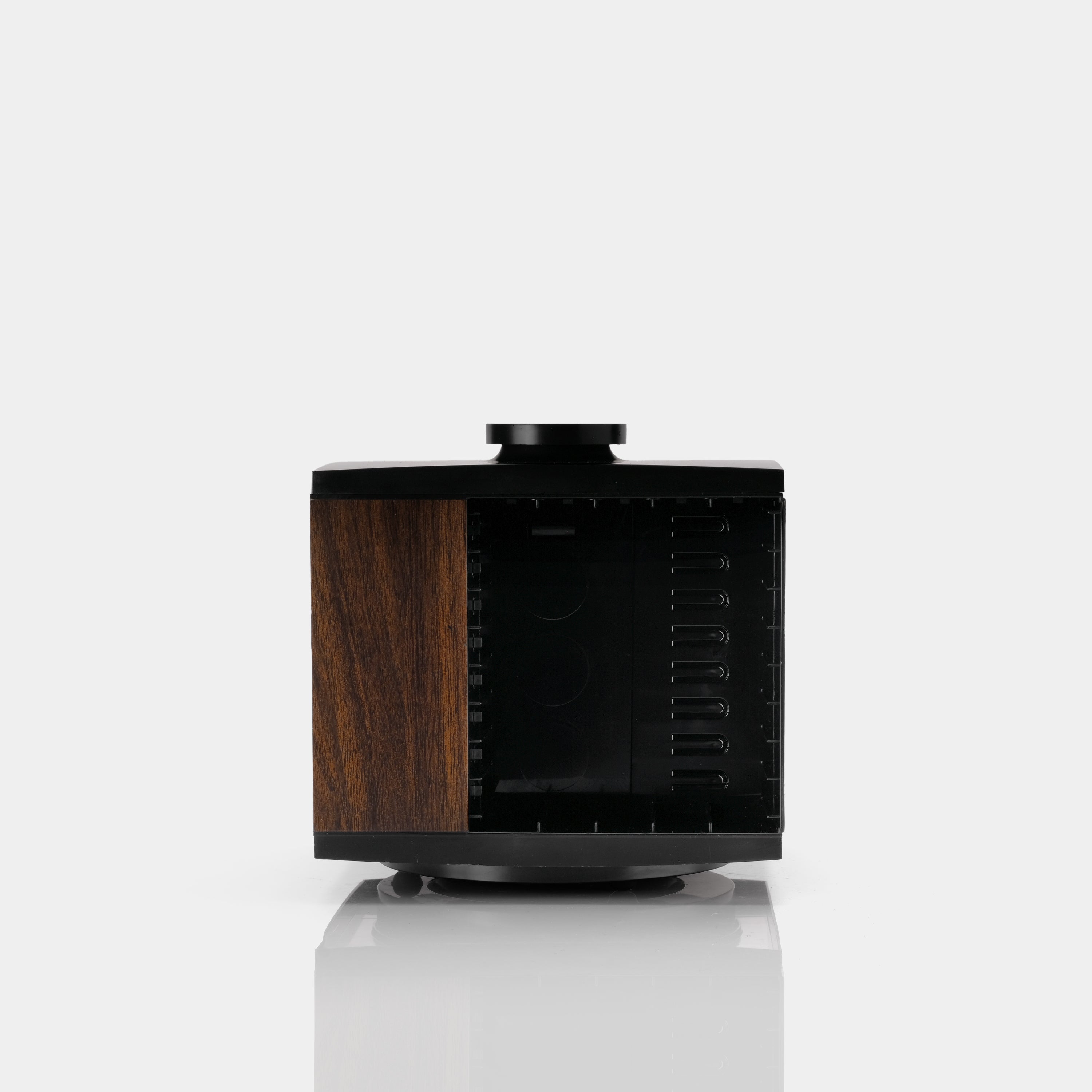 Black with Dark Brown Wood Plastic Rotating Cassette Storage Display