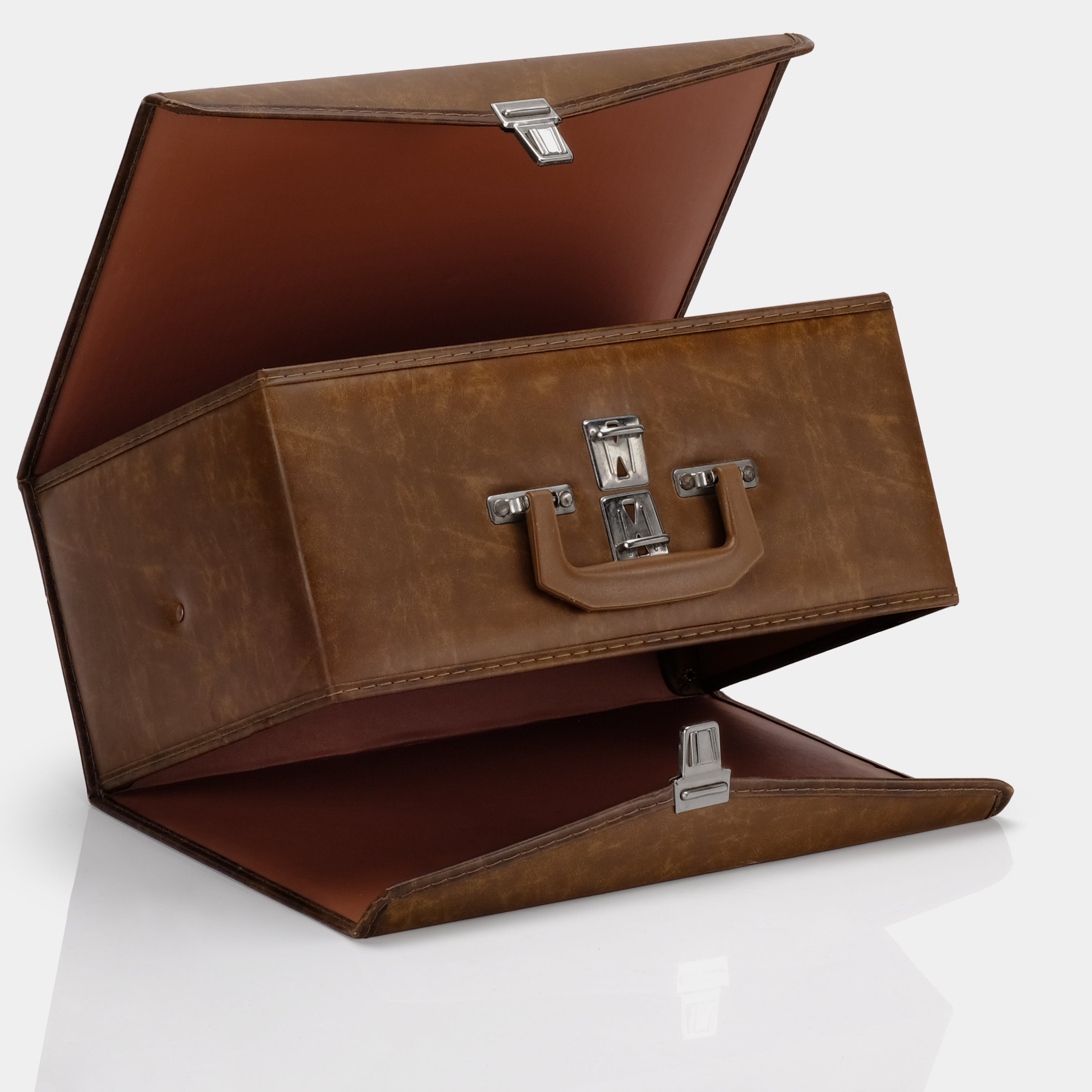 Brown Vinyl Cassette Tape Double Sided Carrying Case