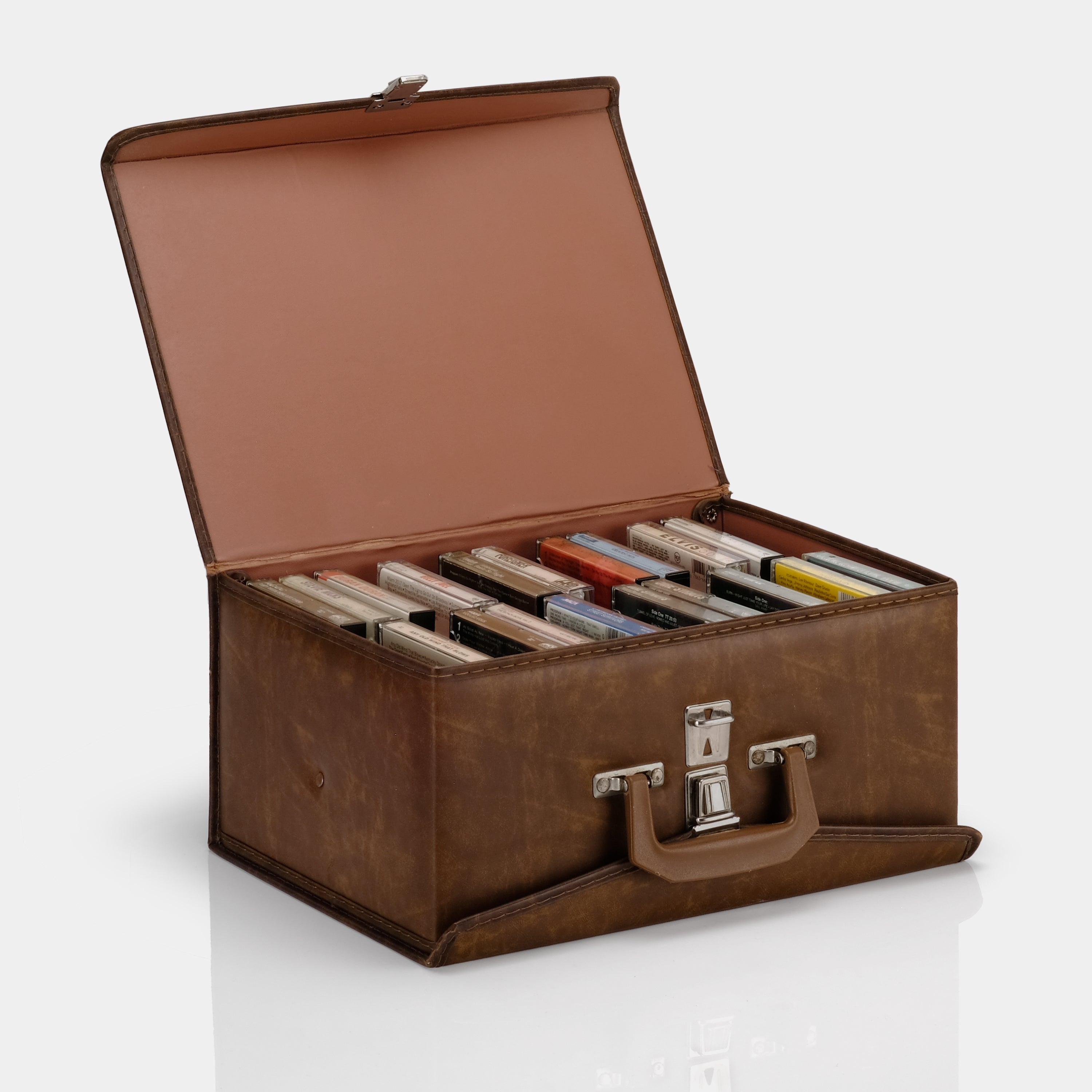 Brown Vinyl Cassette Tape Double Sided Carrying Case