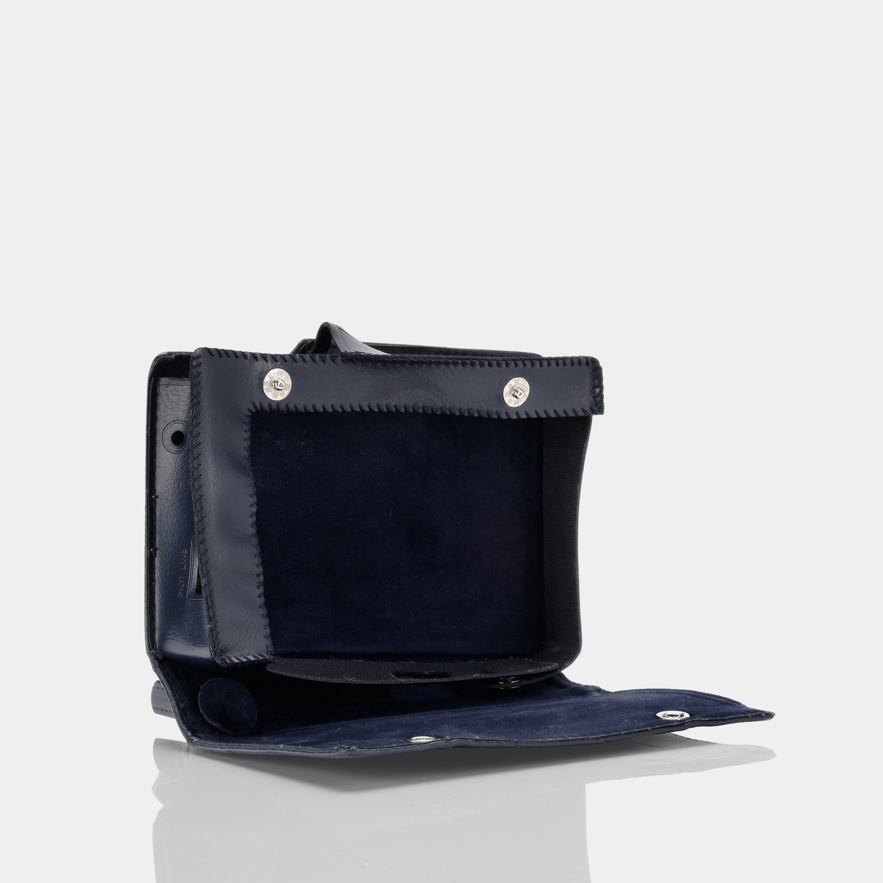 TPS-L2 Blue Leather Portable Cassette Player Case with Strap