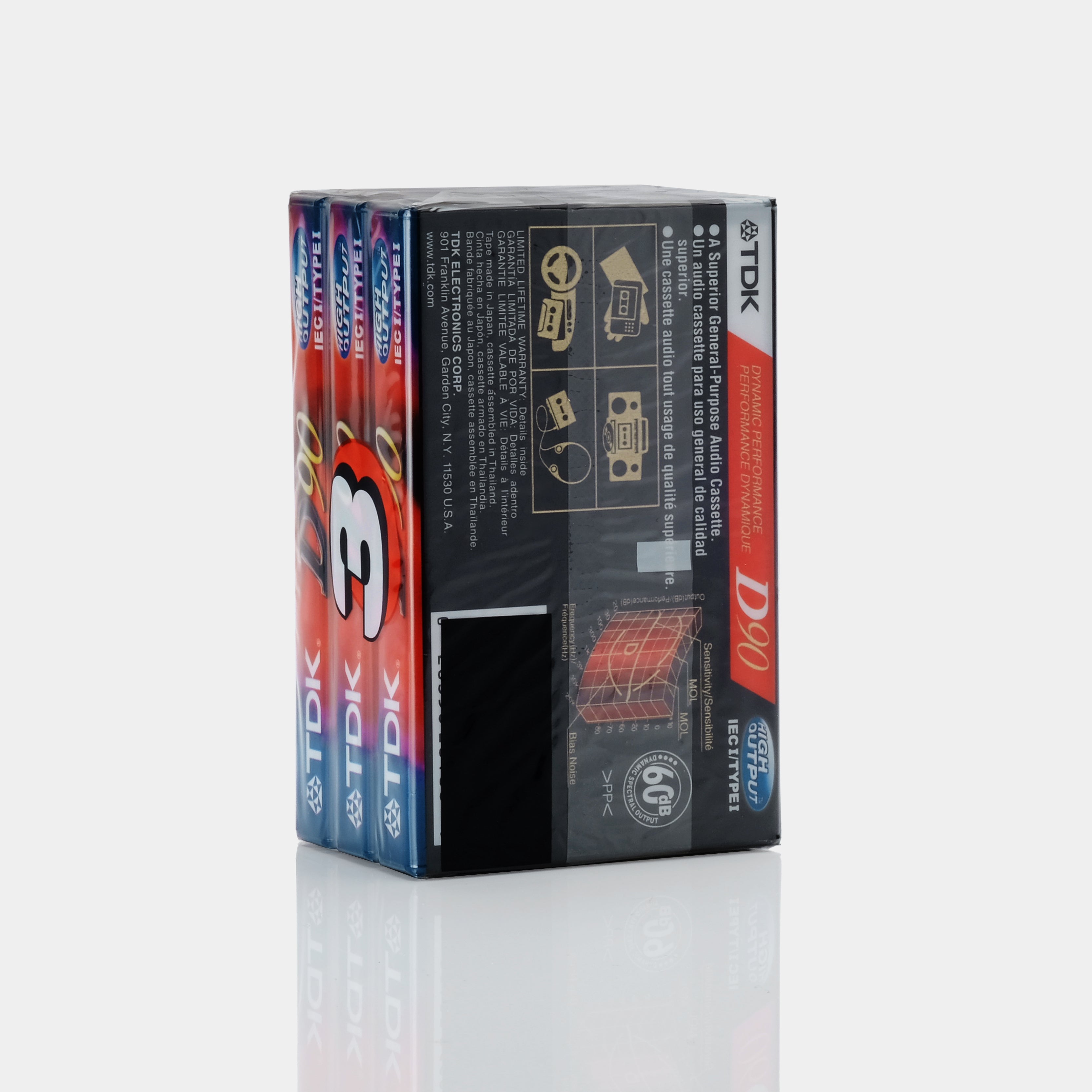 TDK D90 Type I 90 Min Blank Cassette Tapes (3 Pack)