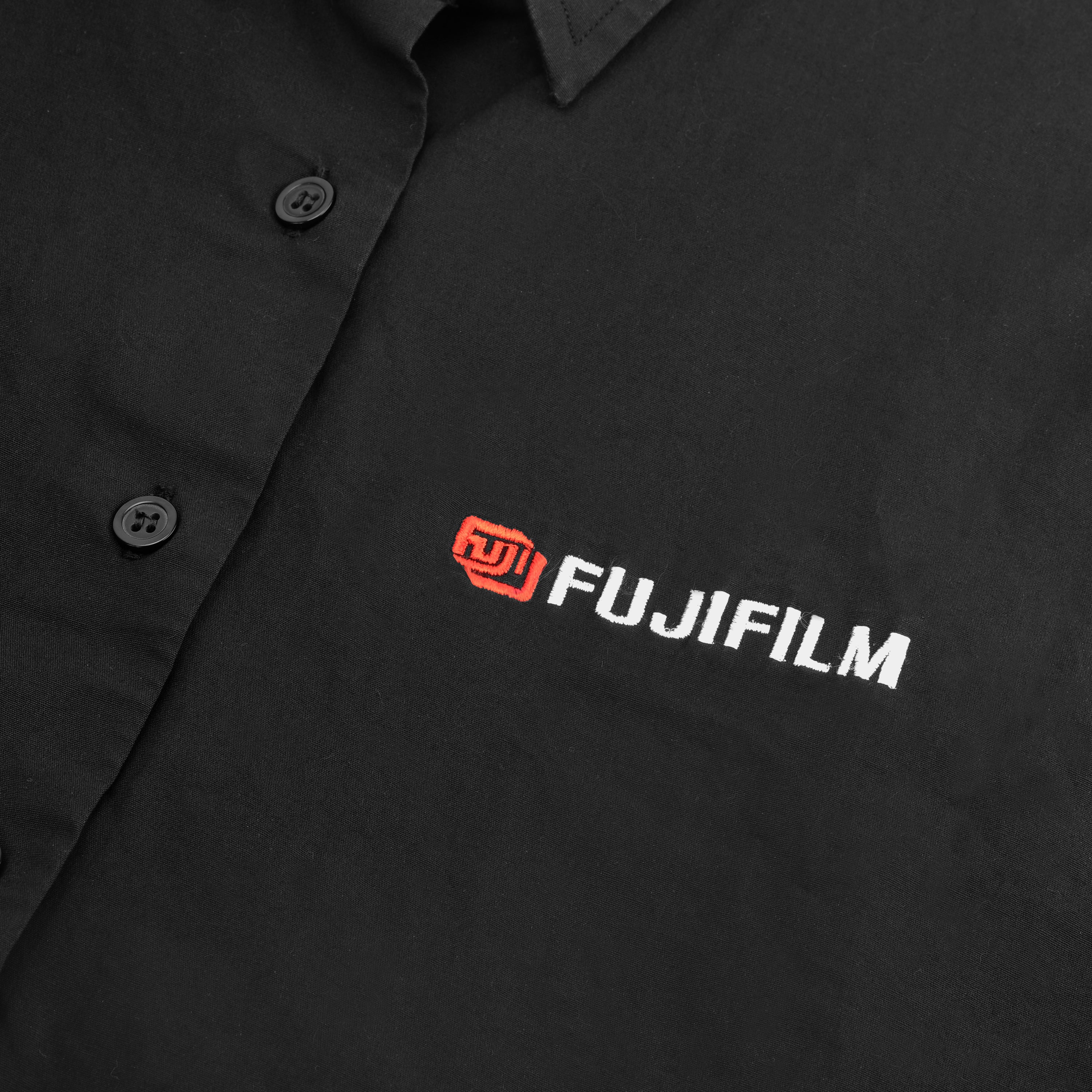 Vintage Black Fujifilm Long Sleeve Button Up Shirt - Women's Medium