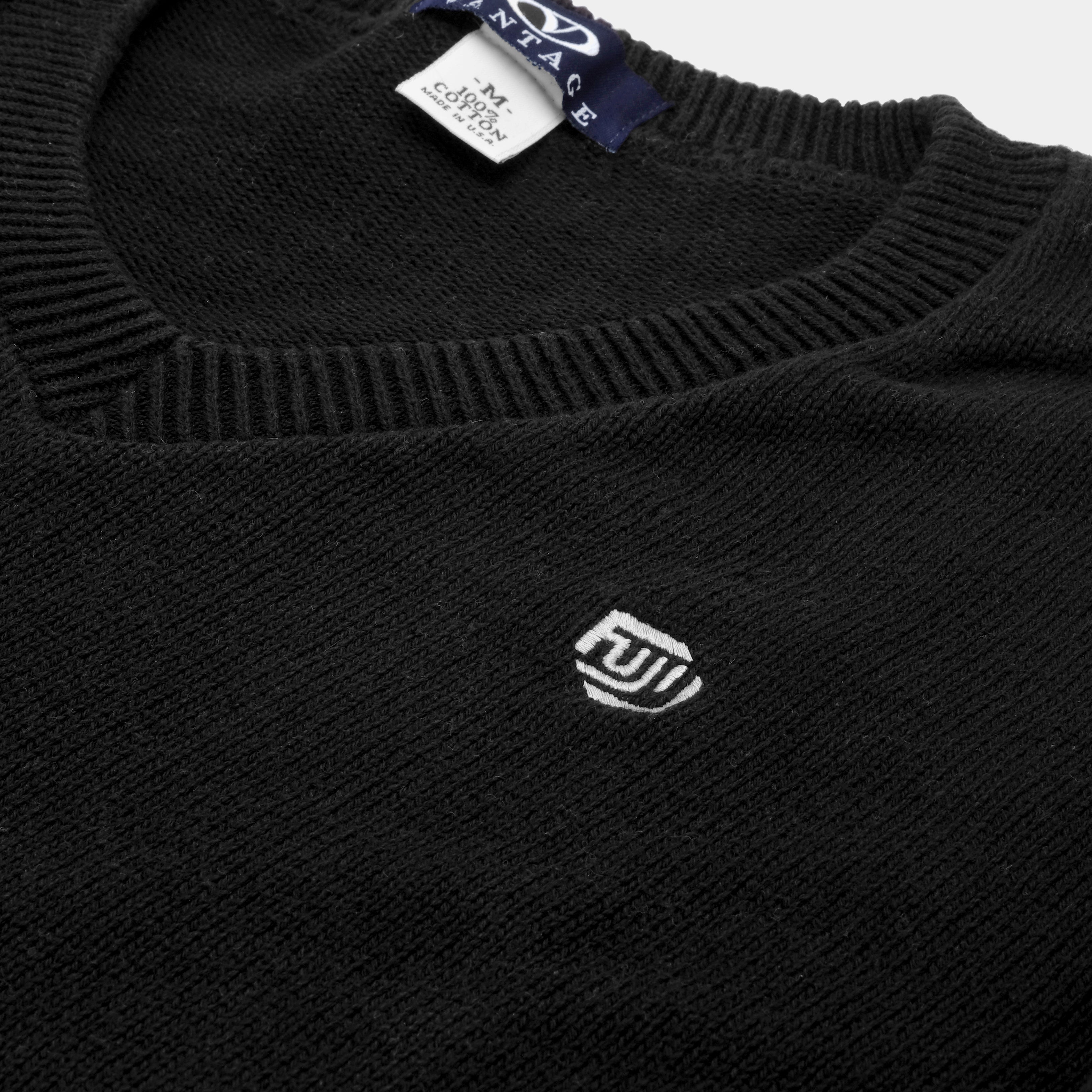 Vintage Fujifilm Black Knit Sweater - Medium