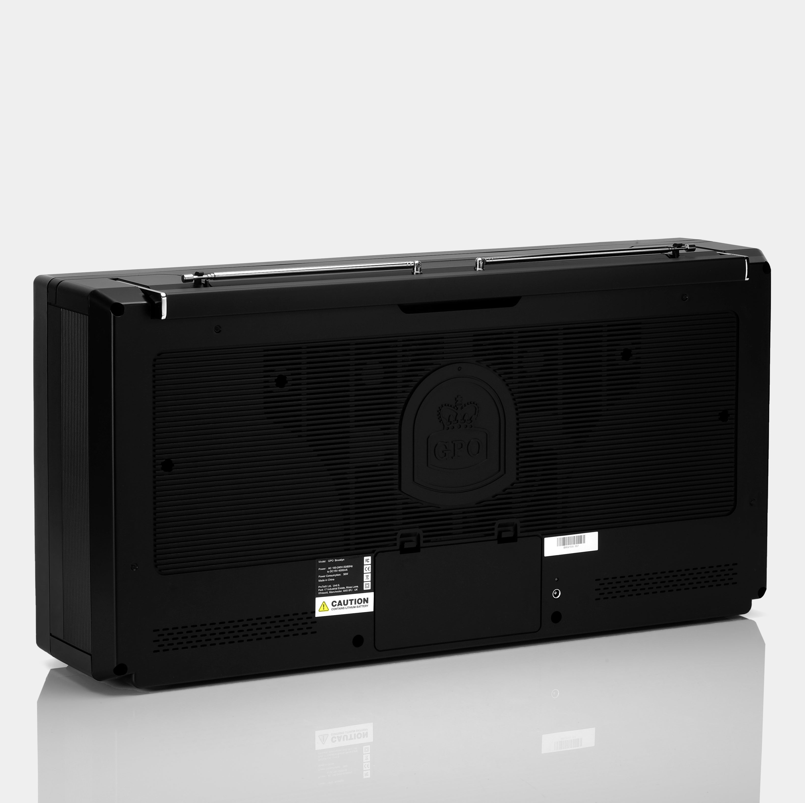 GPO Brooklyn Bluetooth Boombox Stereo Black Cassette and CD Player