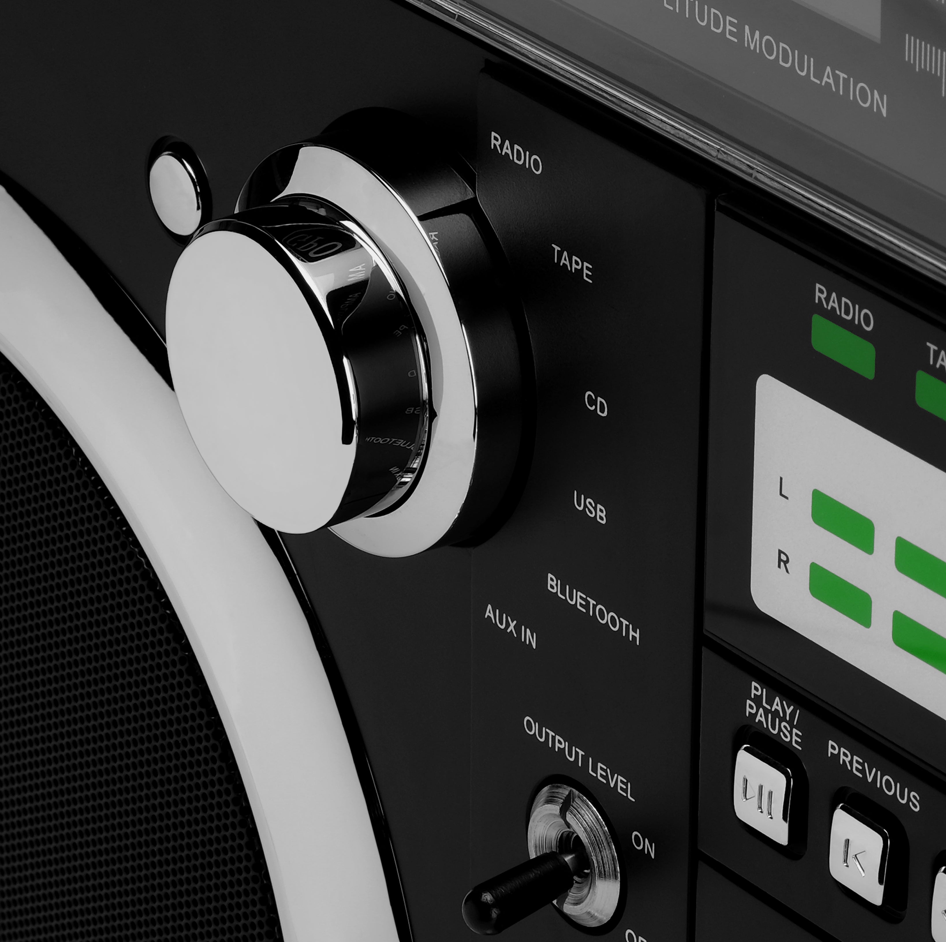 GPO Brooklyn Bluetooth Boombox Stereo Black Cassette and CD Player