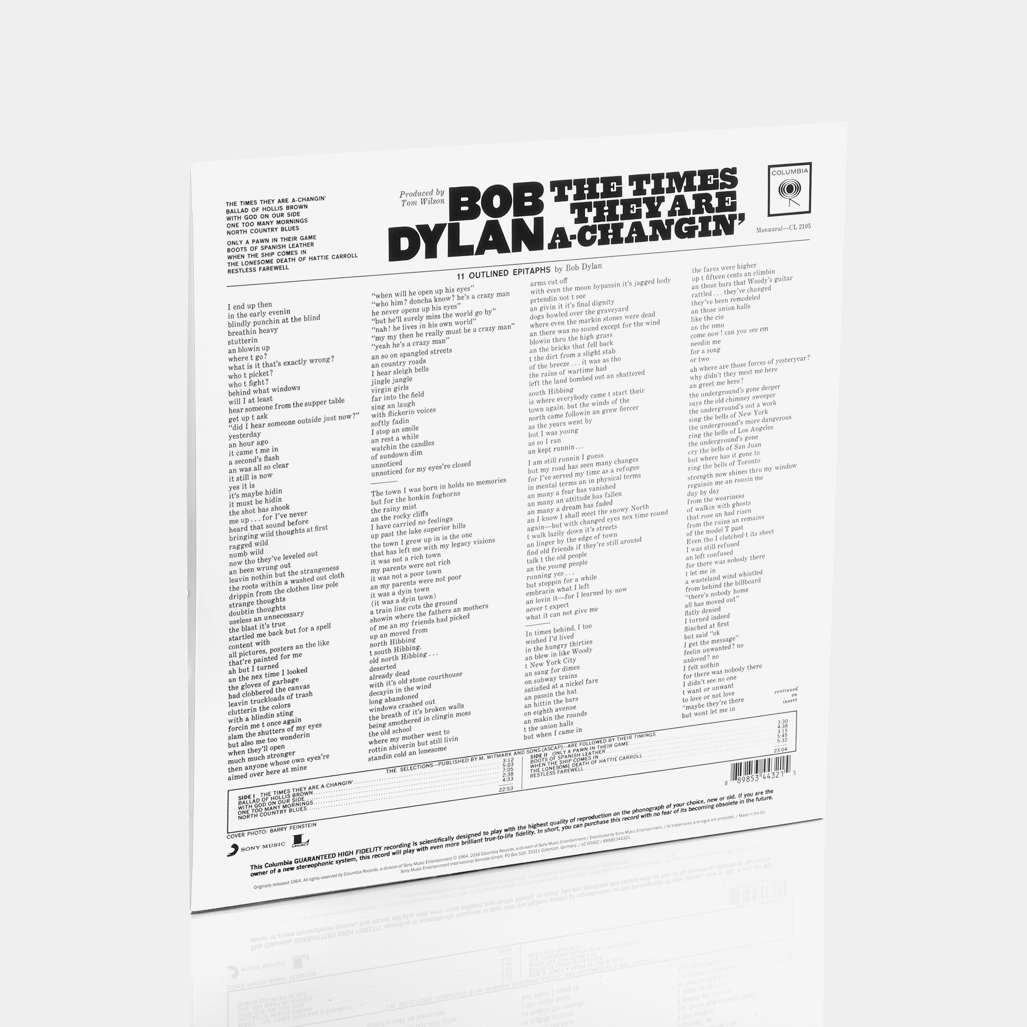 Bob Dylan - The Times They Are A-Changin' LP Vinyl Record