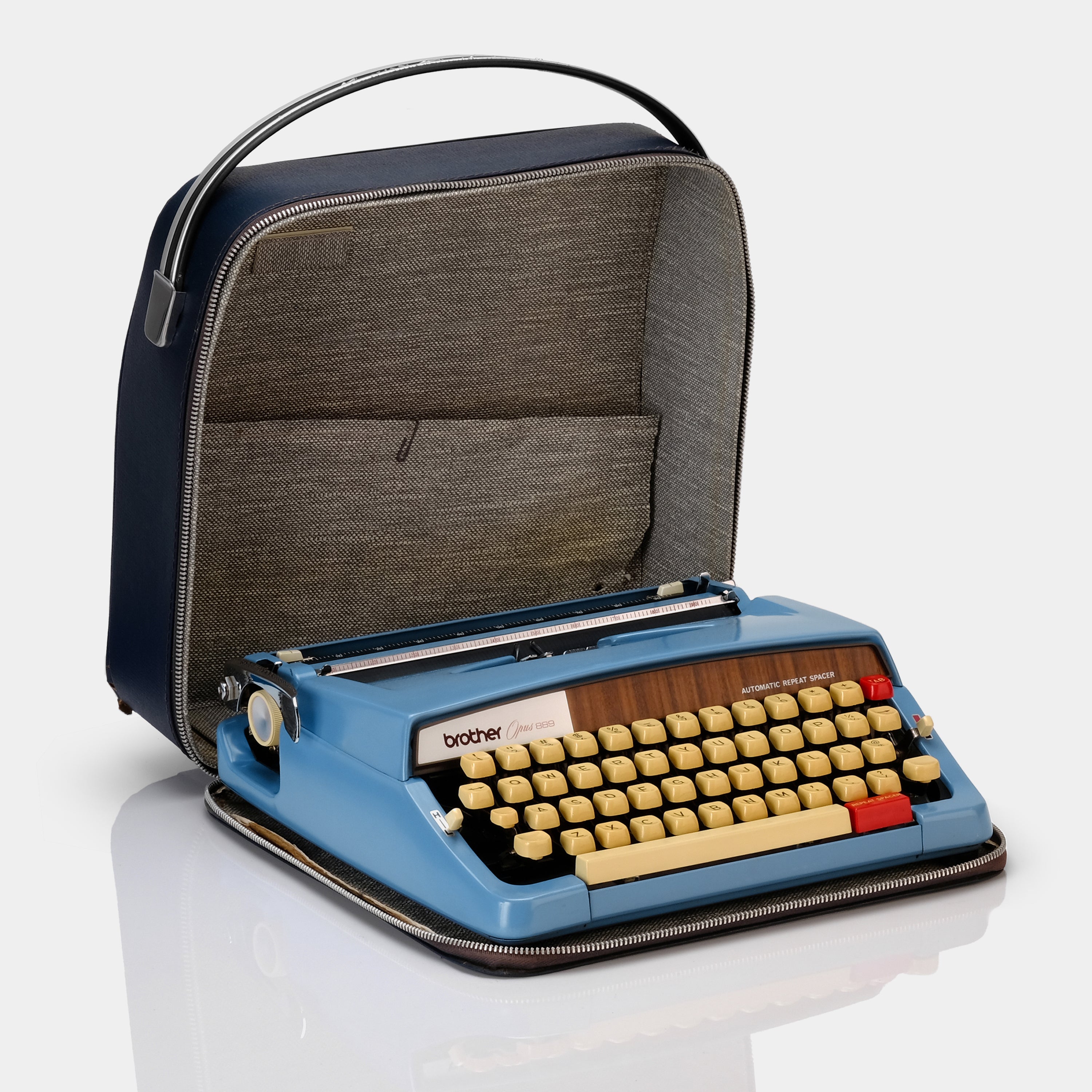 Brother Opus 889 Blue Manual Typewriter and Case