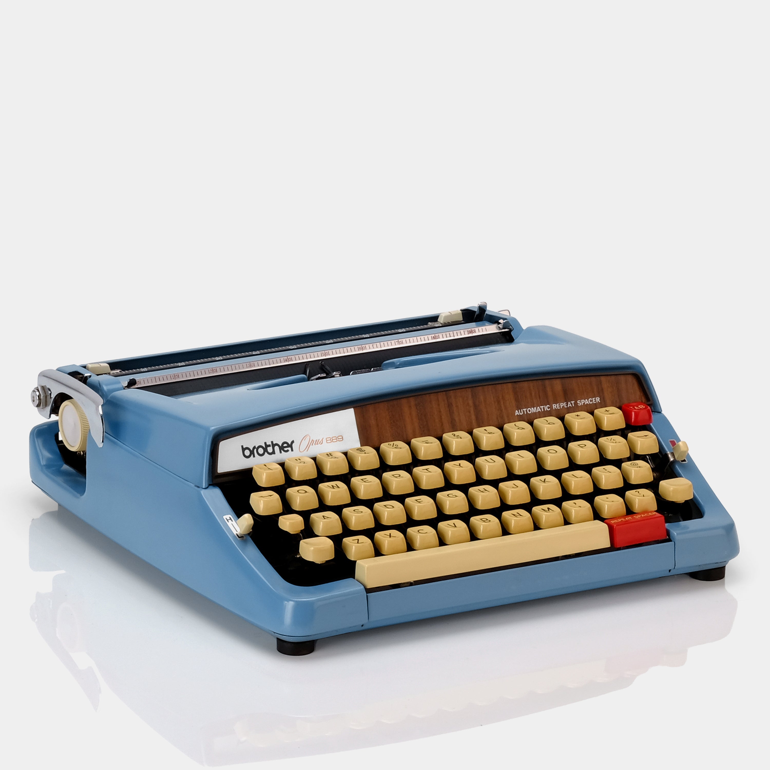 Brother Opus 889 Blue Manual Typewriter and Case