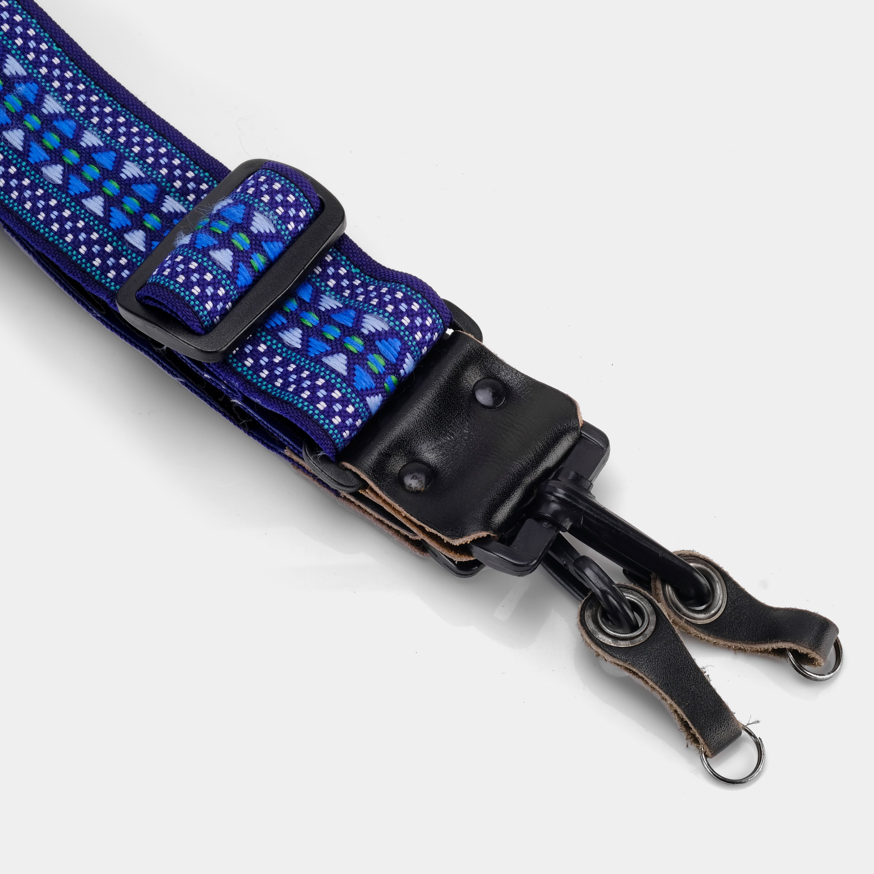 Blue and Green Patterned Hippie Camera Strap