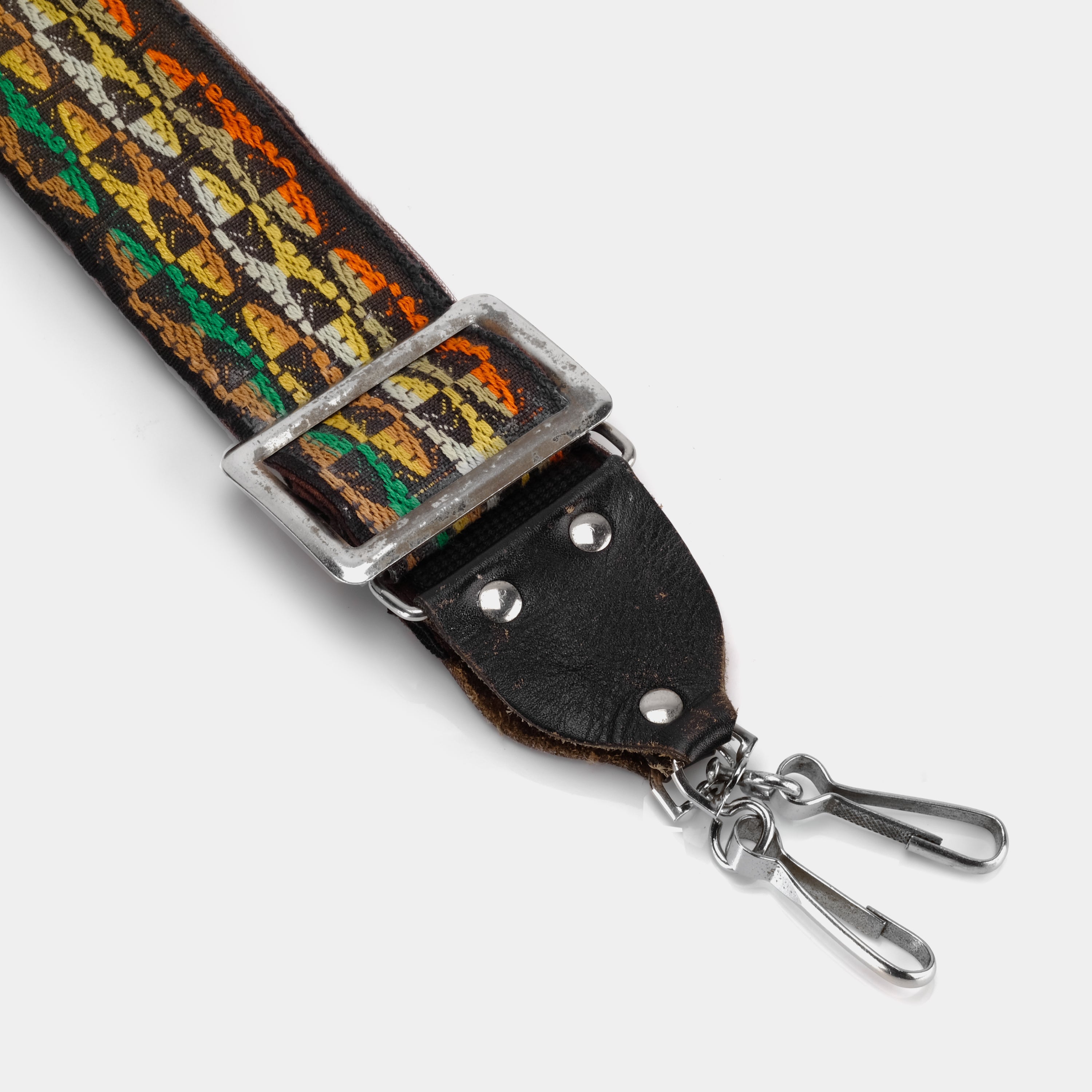 Brown, Red, Yellow and Green Patterned Hippie Camera Strap