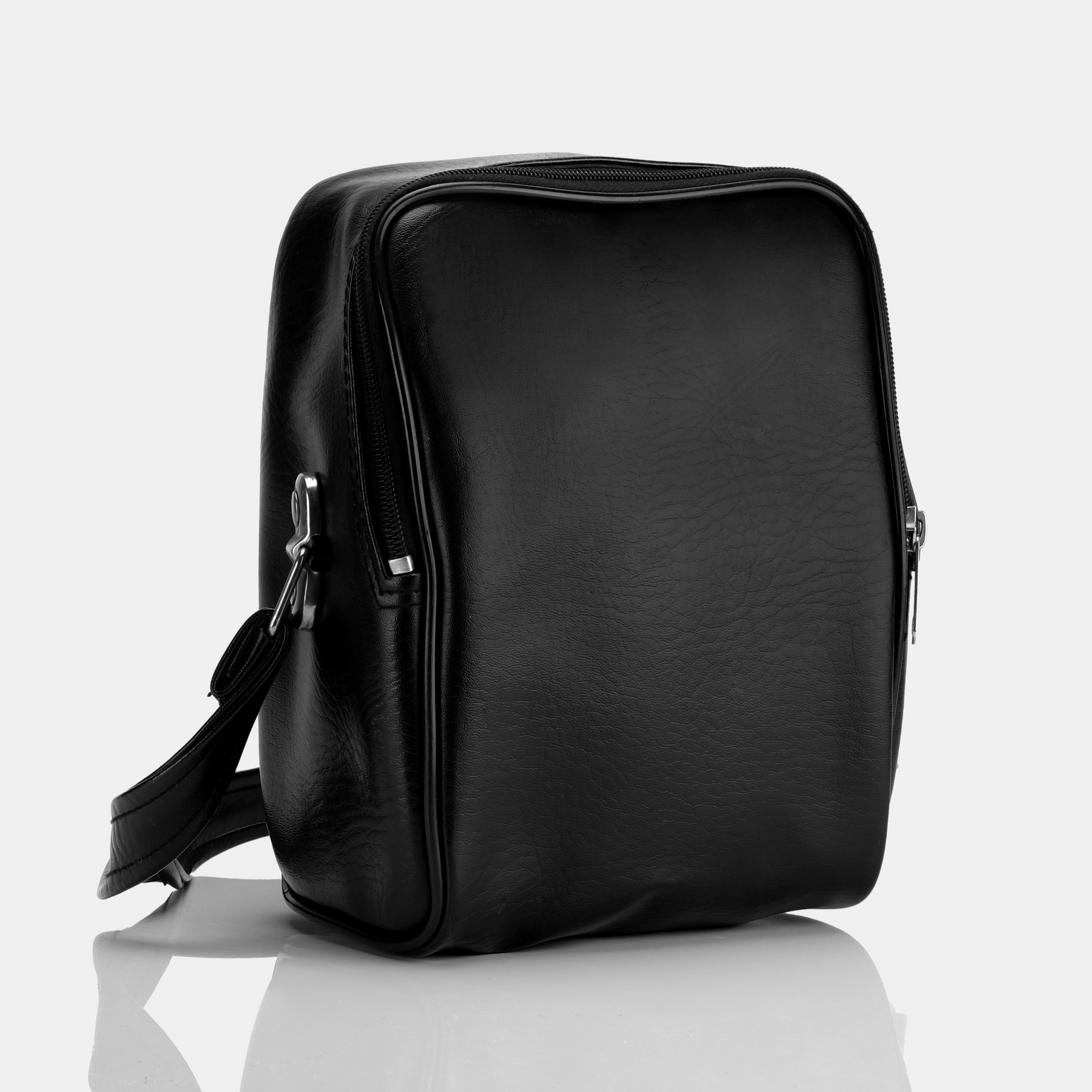Black Faux Leather Instant Camera Bag