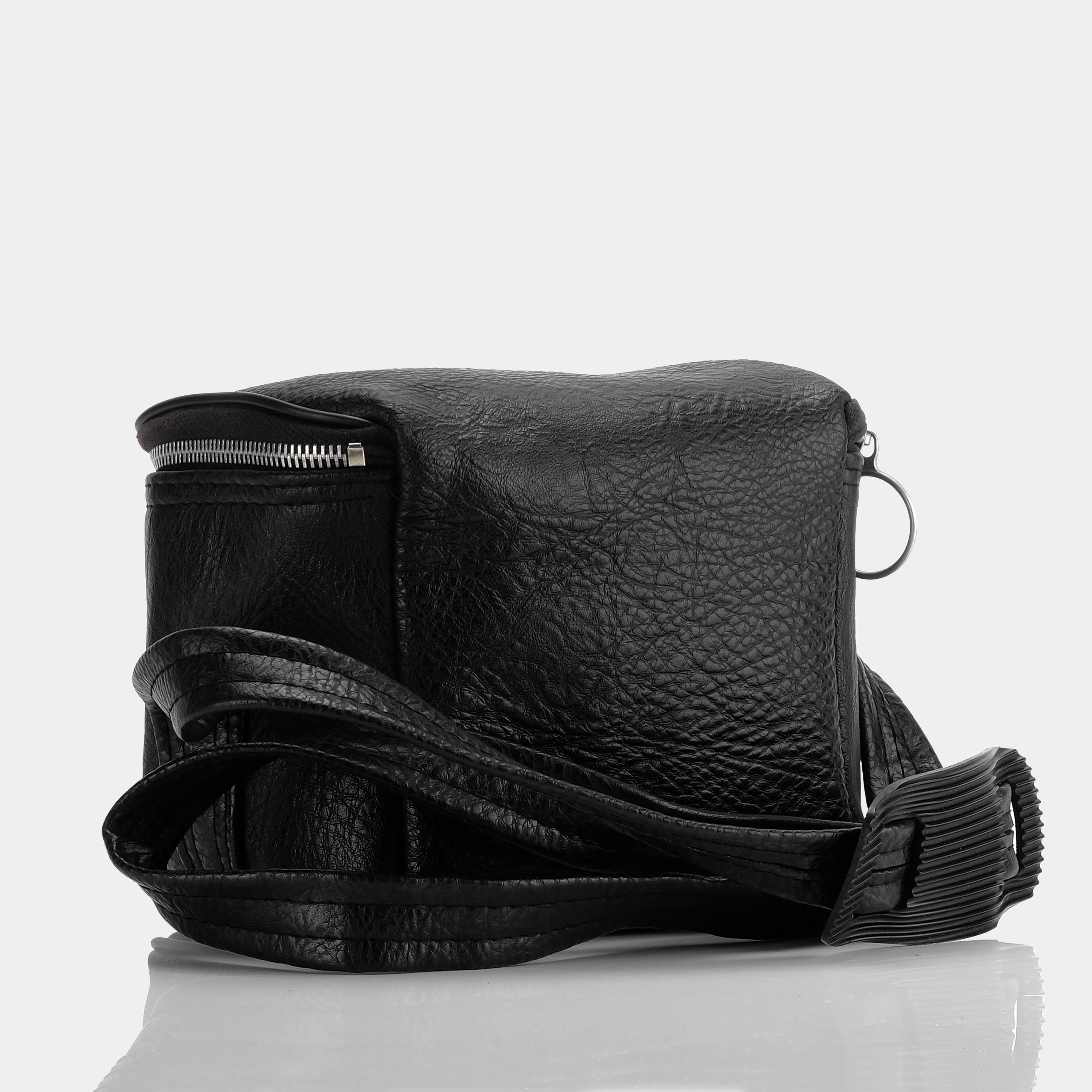 Black Faux Leather Instant Camera Bag