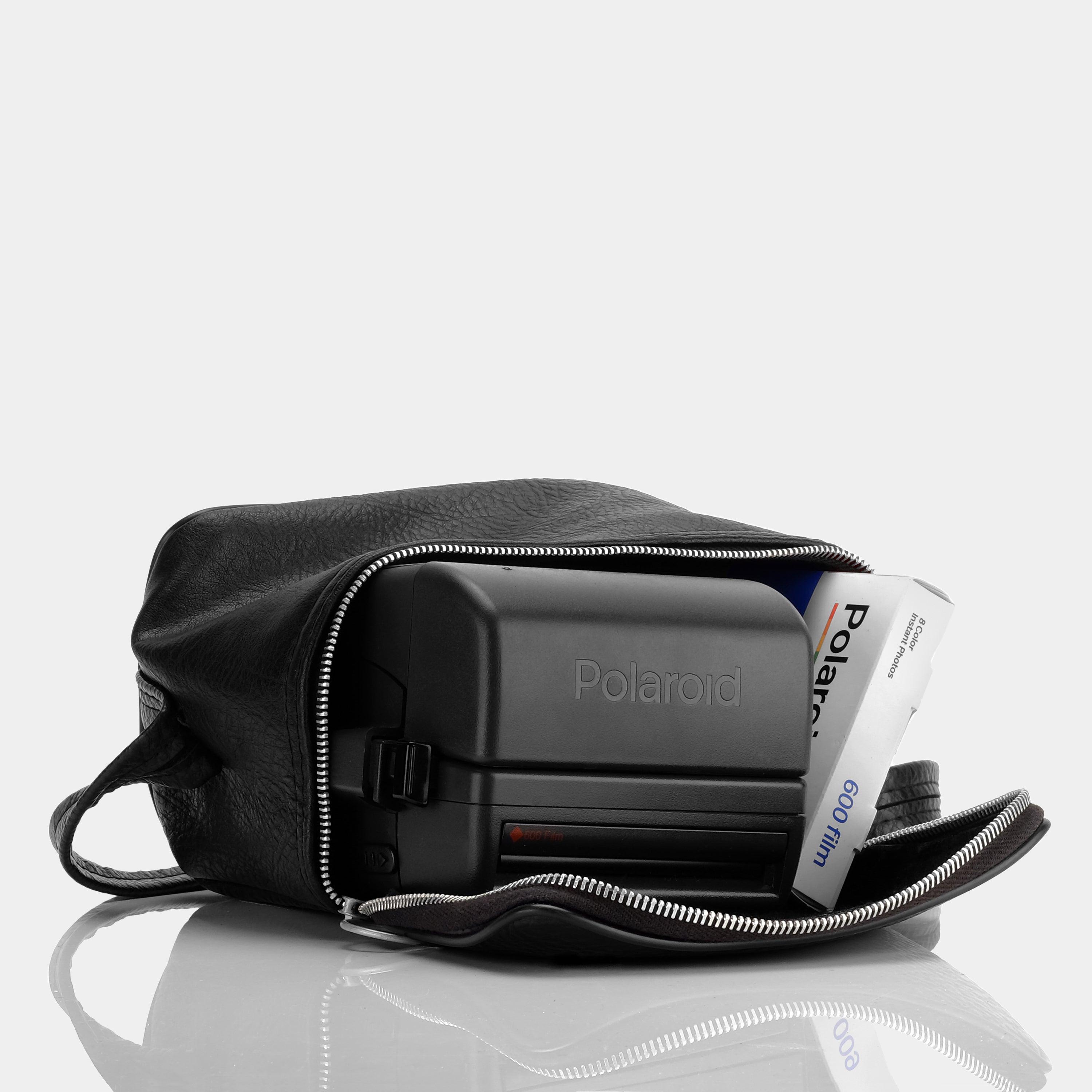 Black Faux Leather Instant Camera Bag