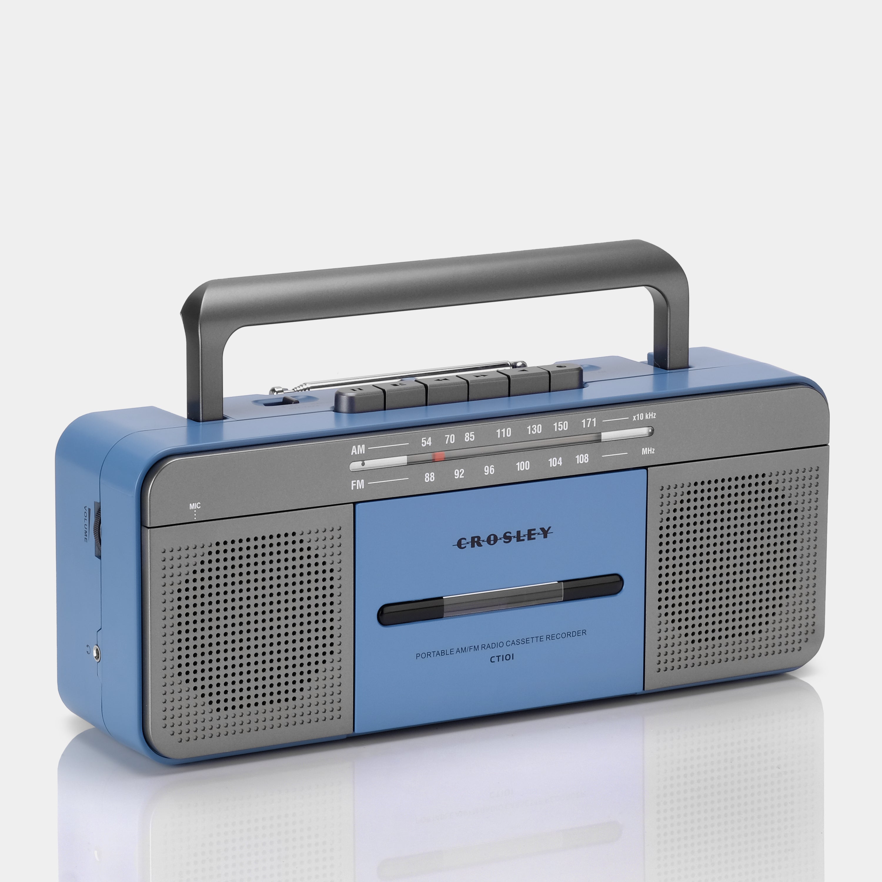 Crosley CT101 Blue AM/FM Boombox Cassette Player with Bluetooth