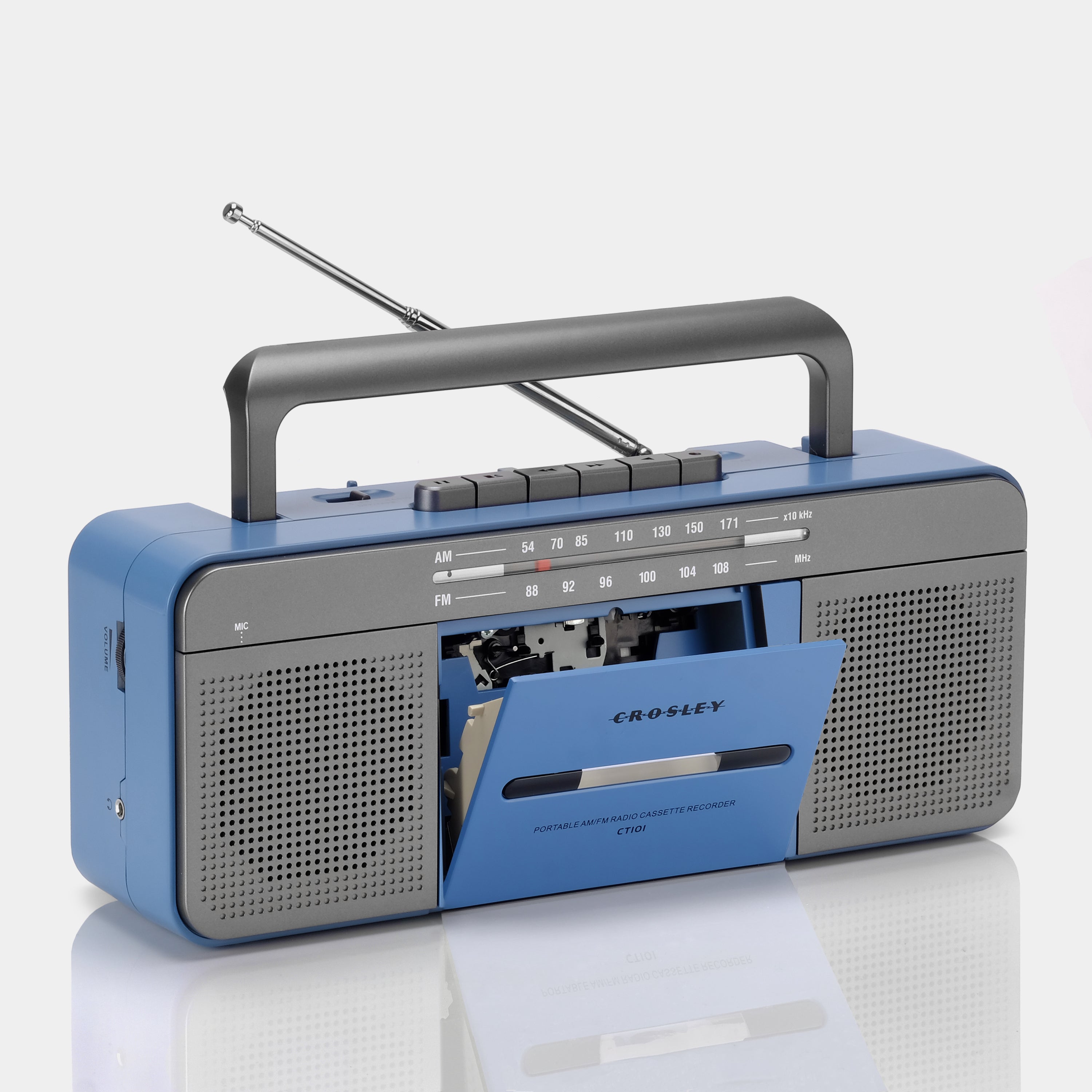 Crosley CT101 Blue AM/FM Boombox Cassette Player with Bluetooth